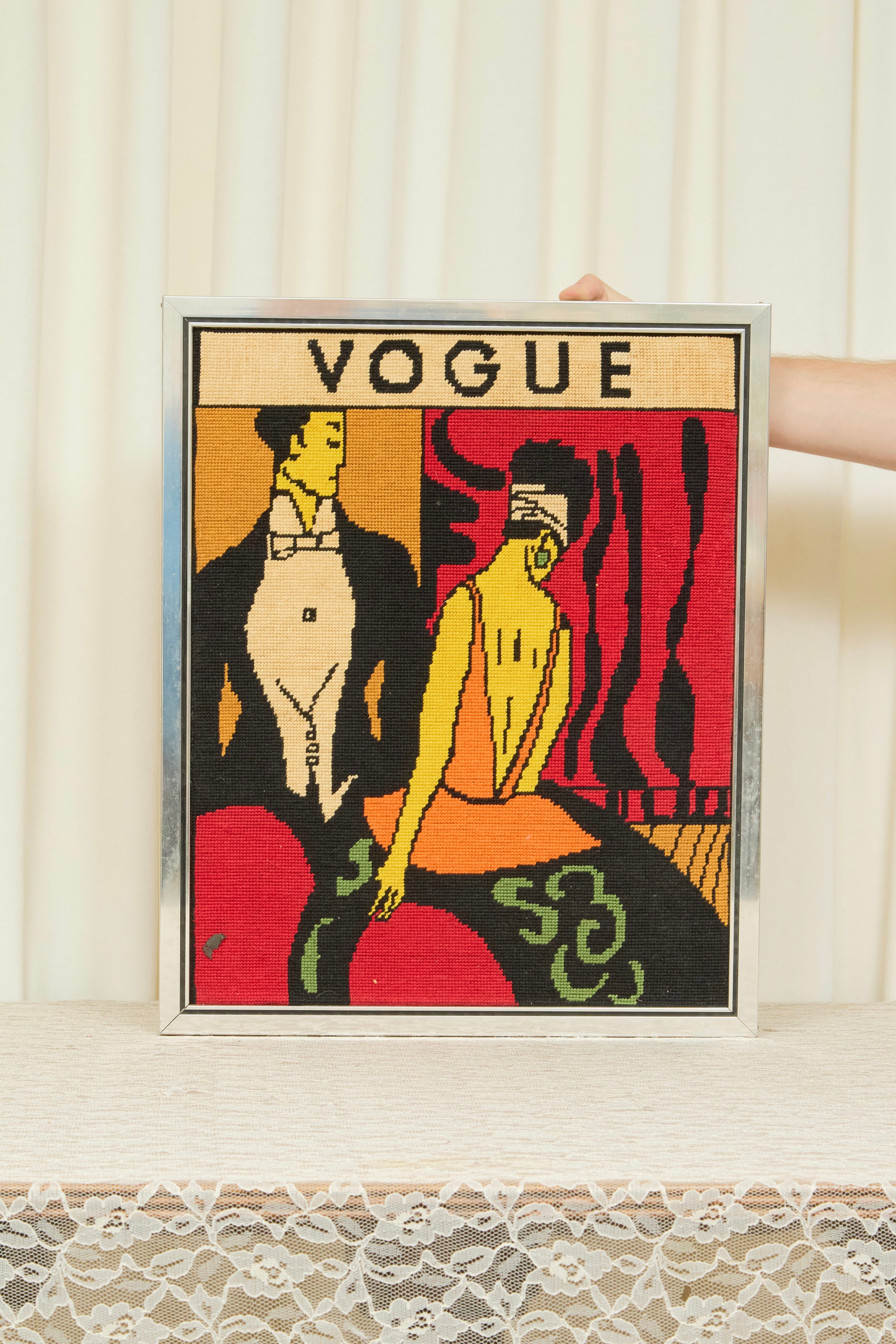 Vintage "Vogue" Framed Needlepoint