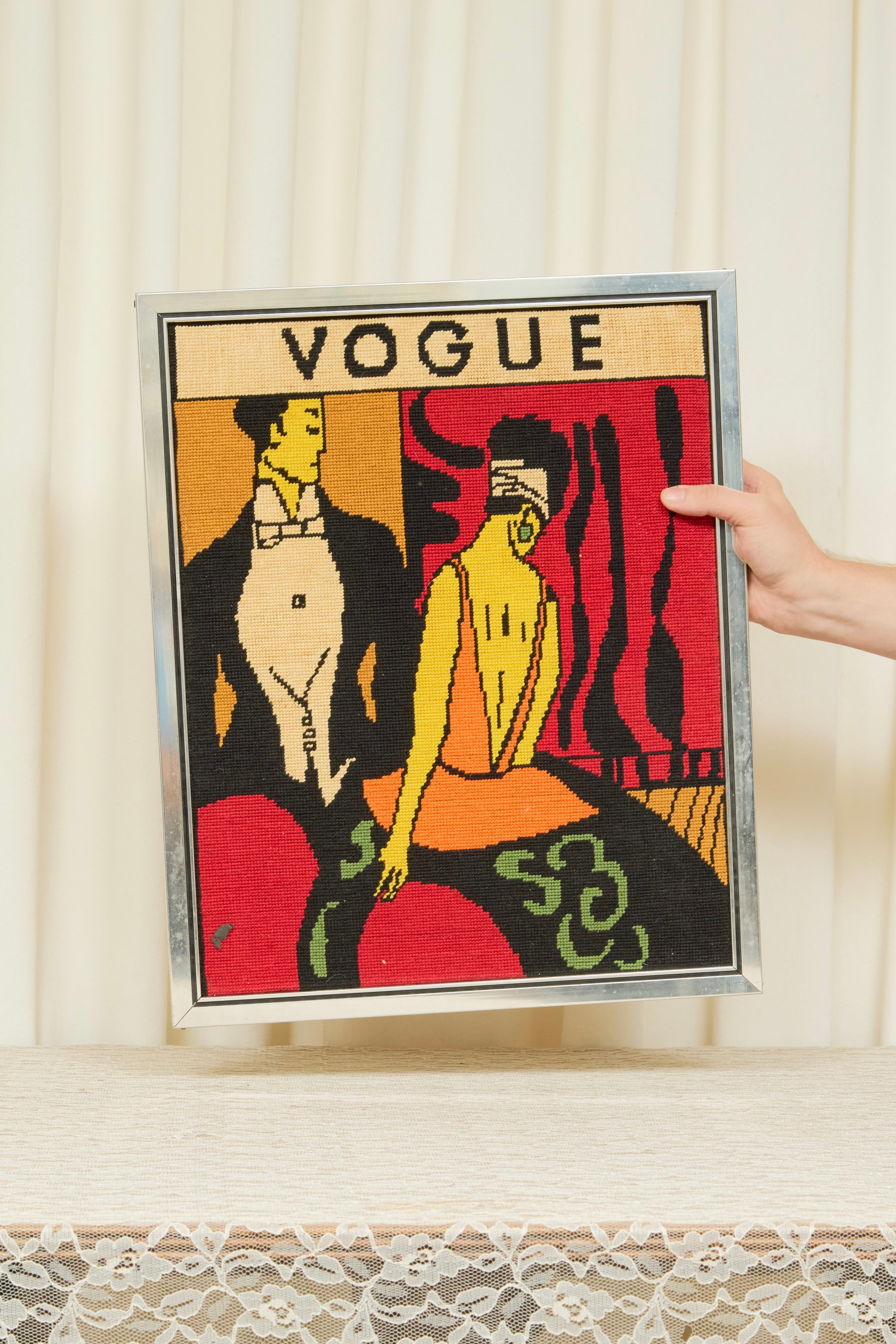 Vintage "Vogue" Framed Needlepoint