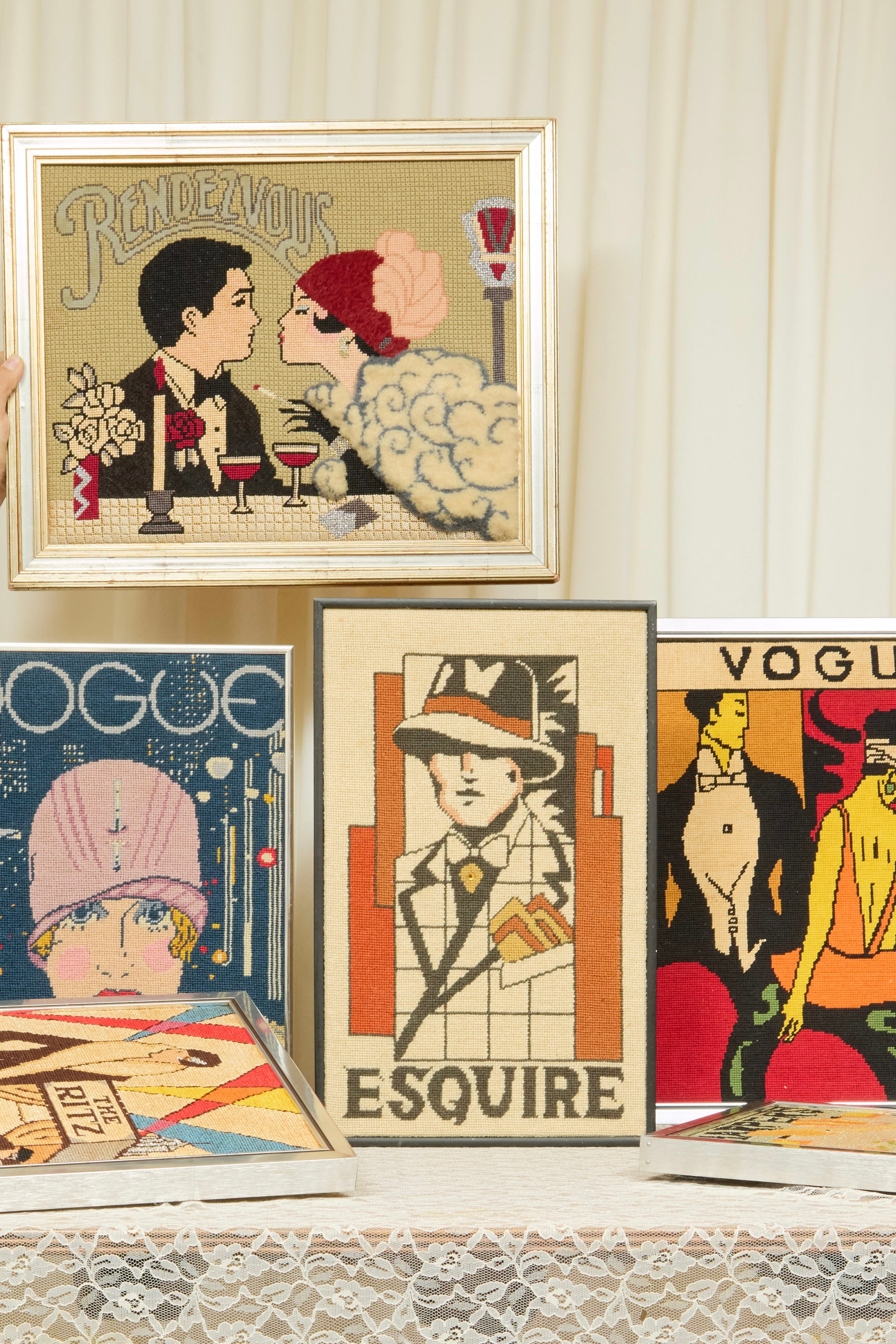 Vintage "Vogue" Framed Needlepoint
