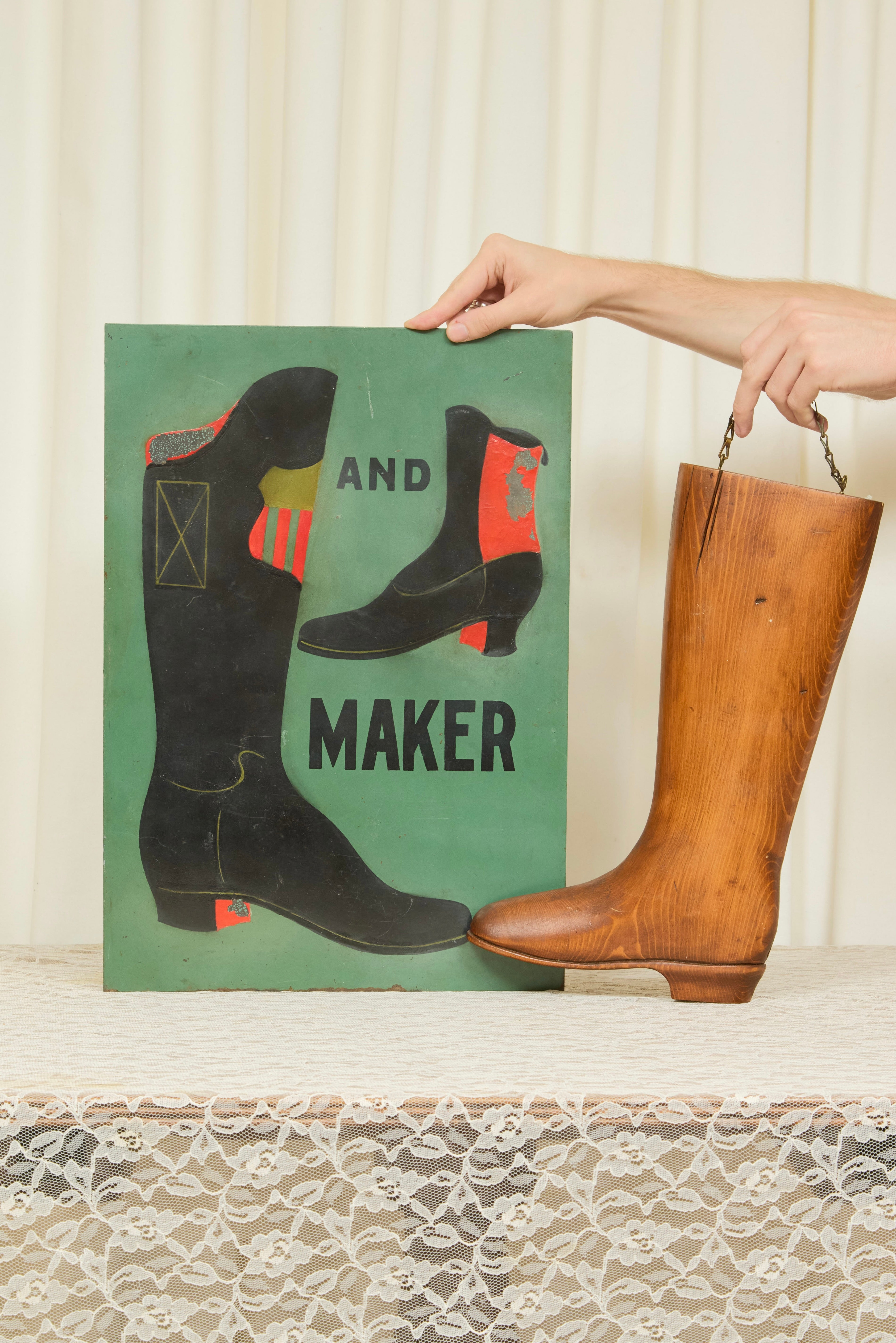 Vintage Boot Makers Metal Shop Sign