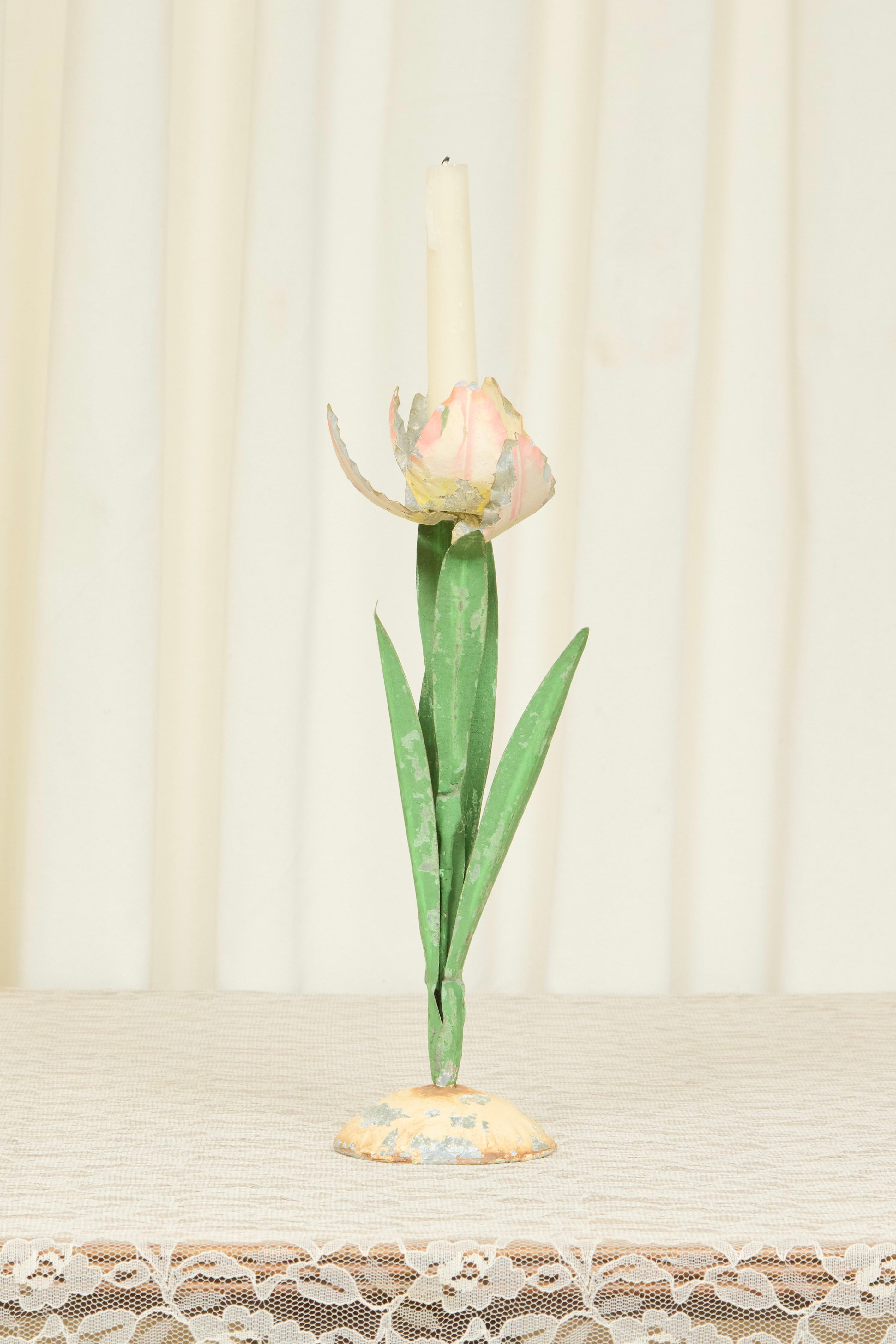 Vintage Metal Flower Candle Holder