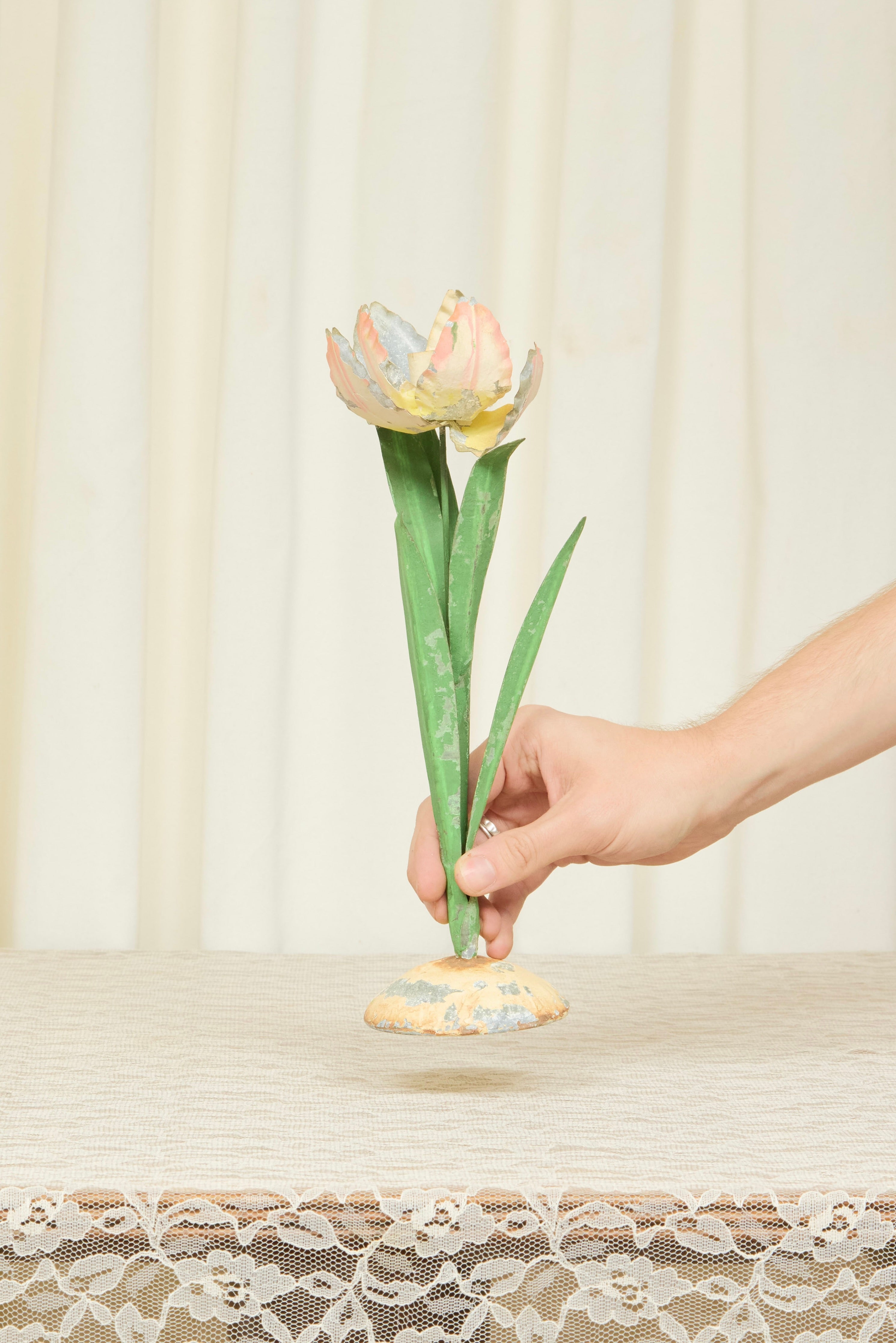 Vintage Metal Flower Candle Holder