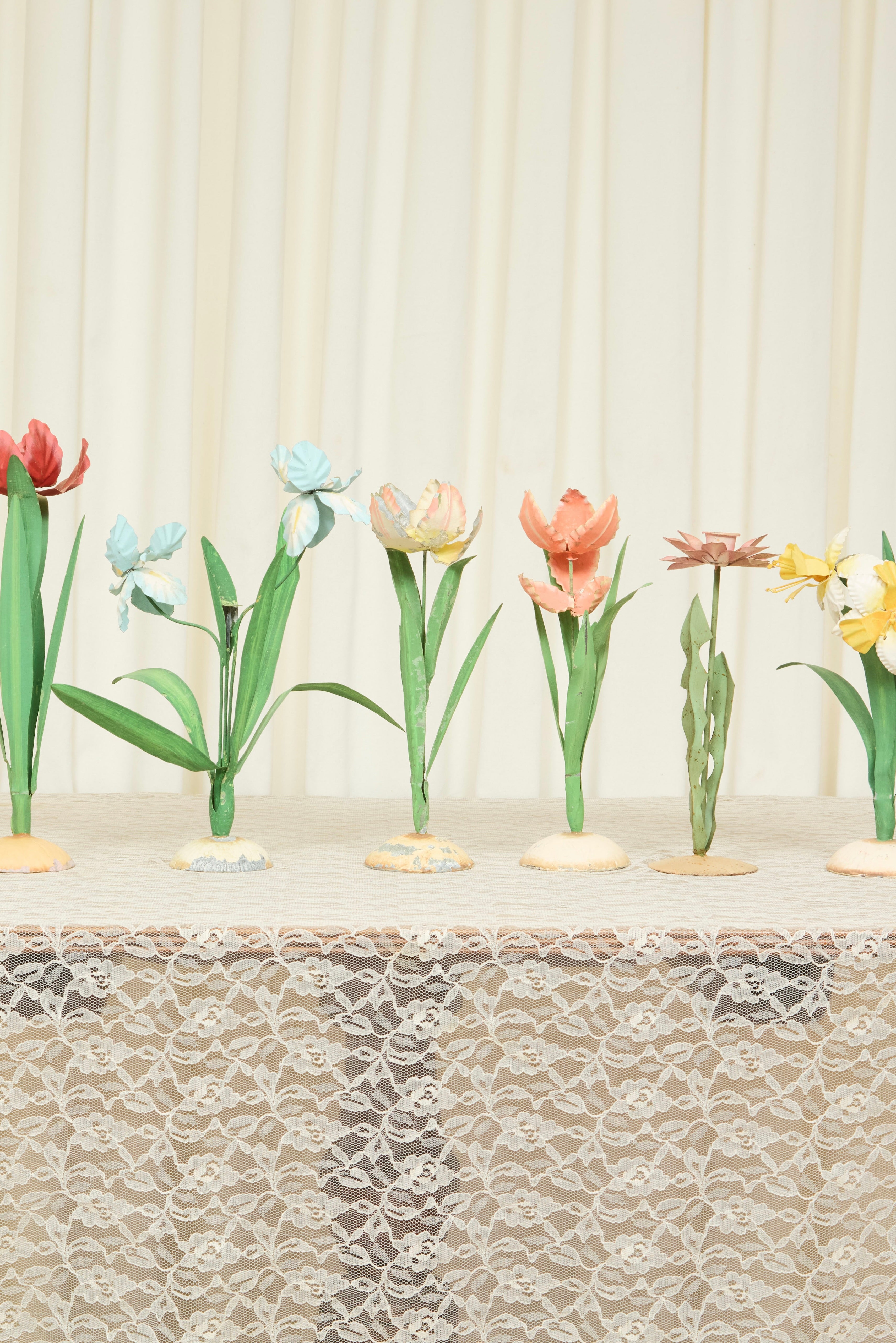 Vintage Daffodil Metal Candle Holder