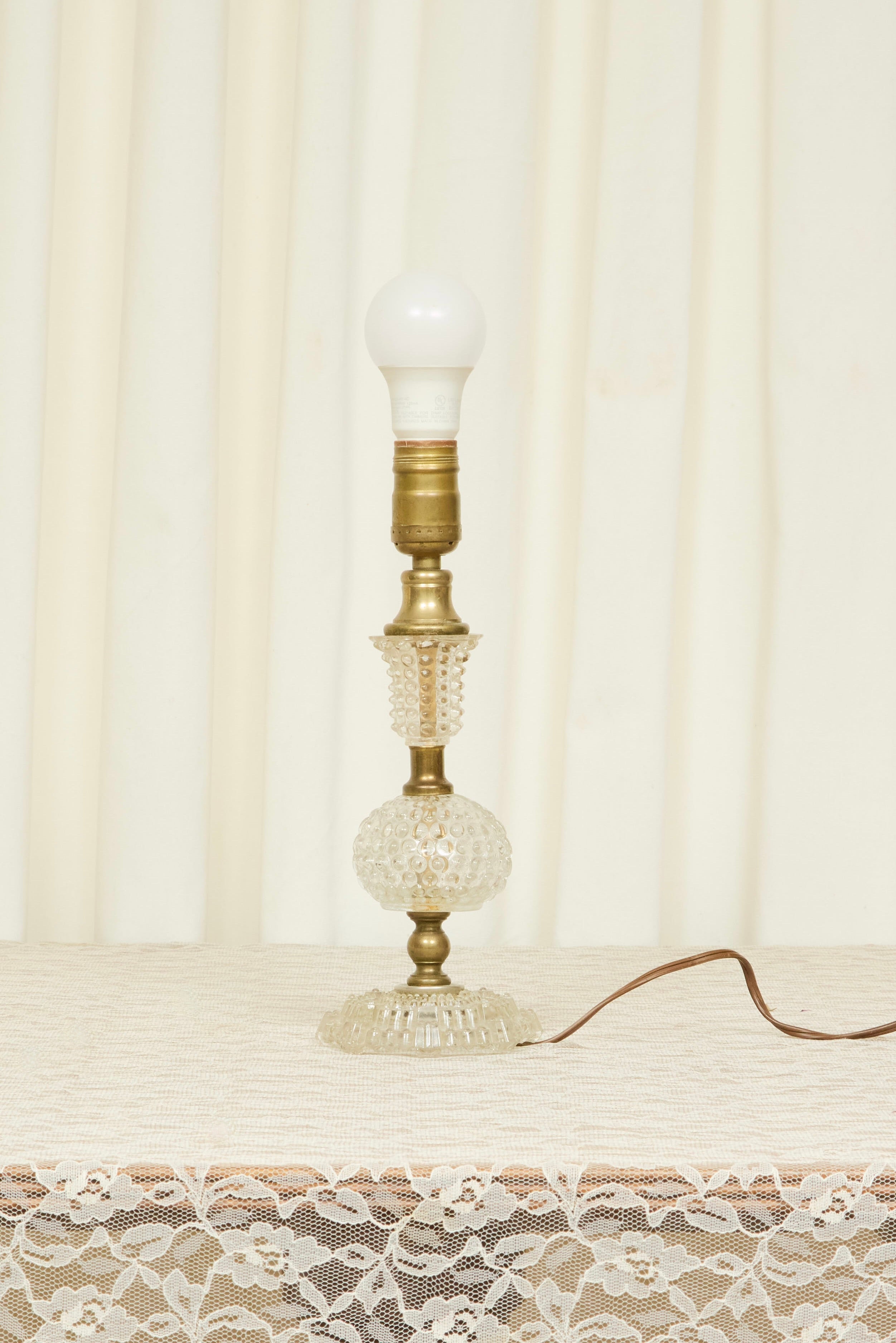 Vintage Crystal Lamp w/ Floral Shade