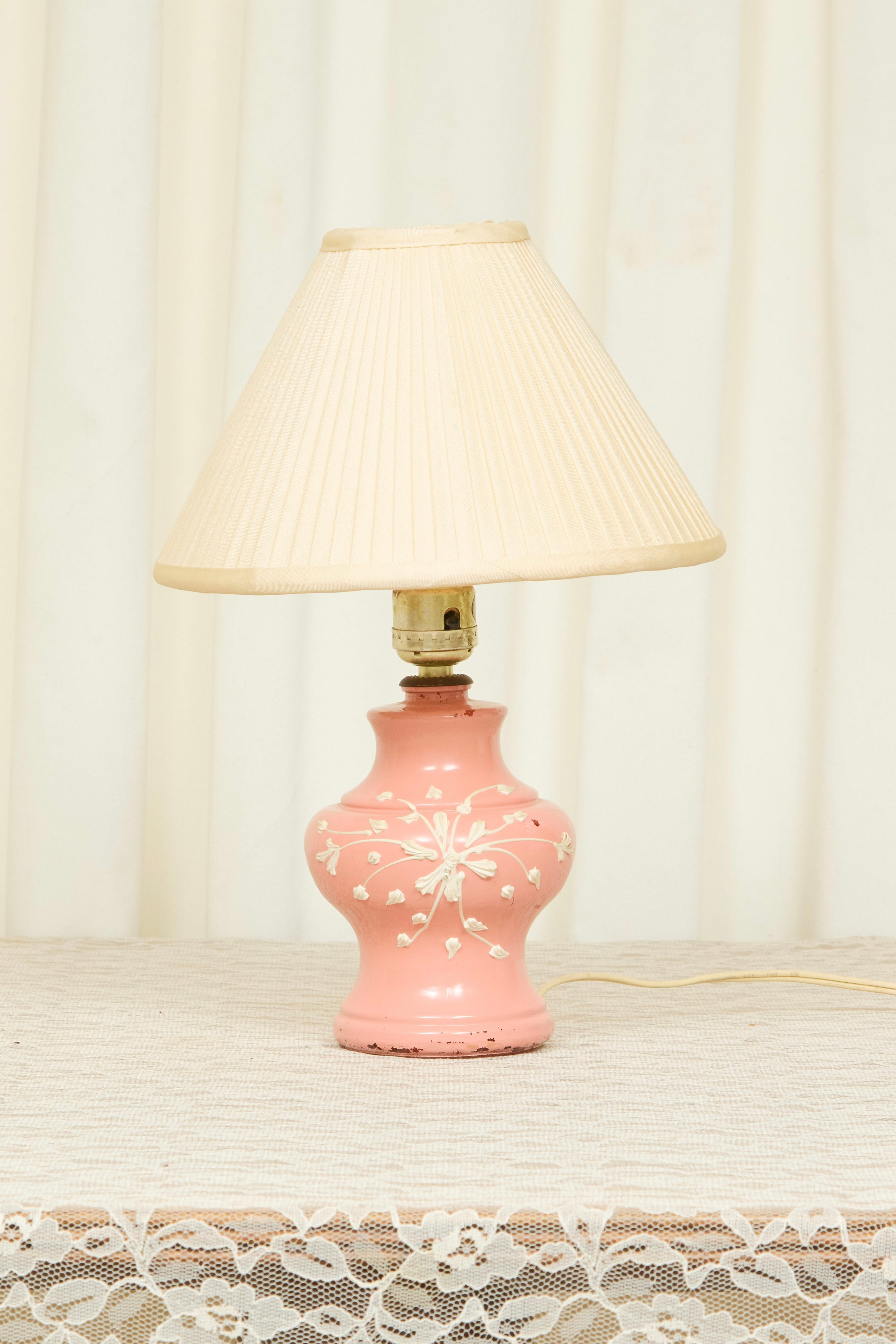 Vintage Painted Boudoir Lamp
