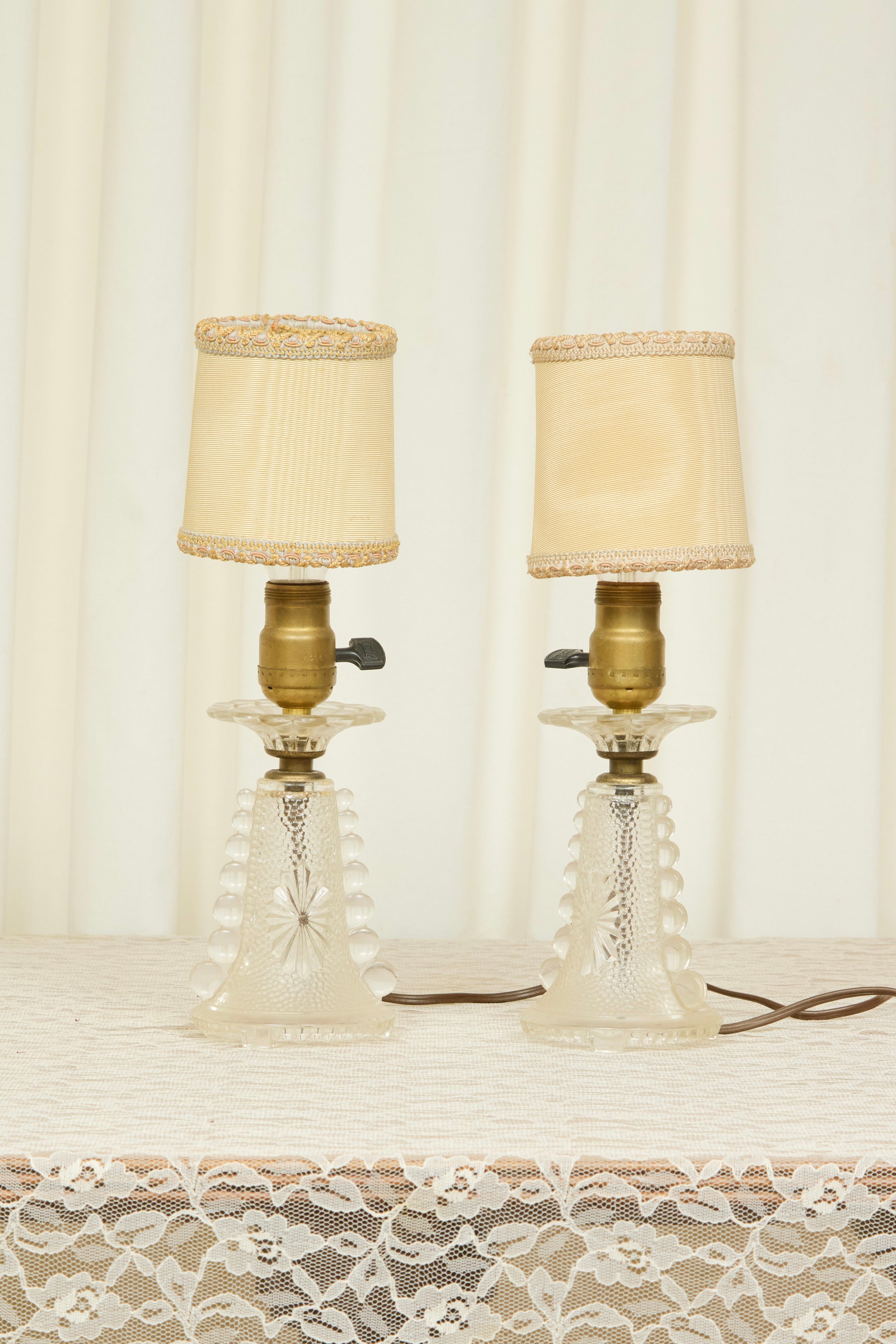 Vintage Boudoir Lamps w/ Shades Set/2