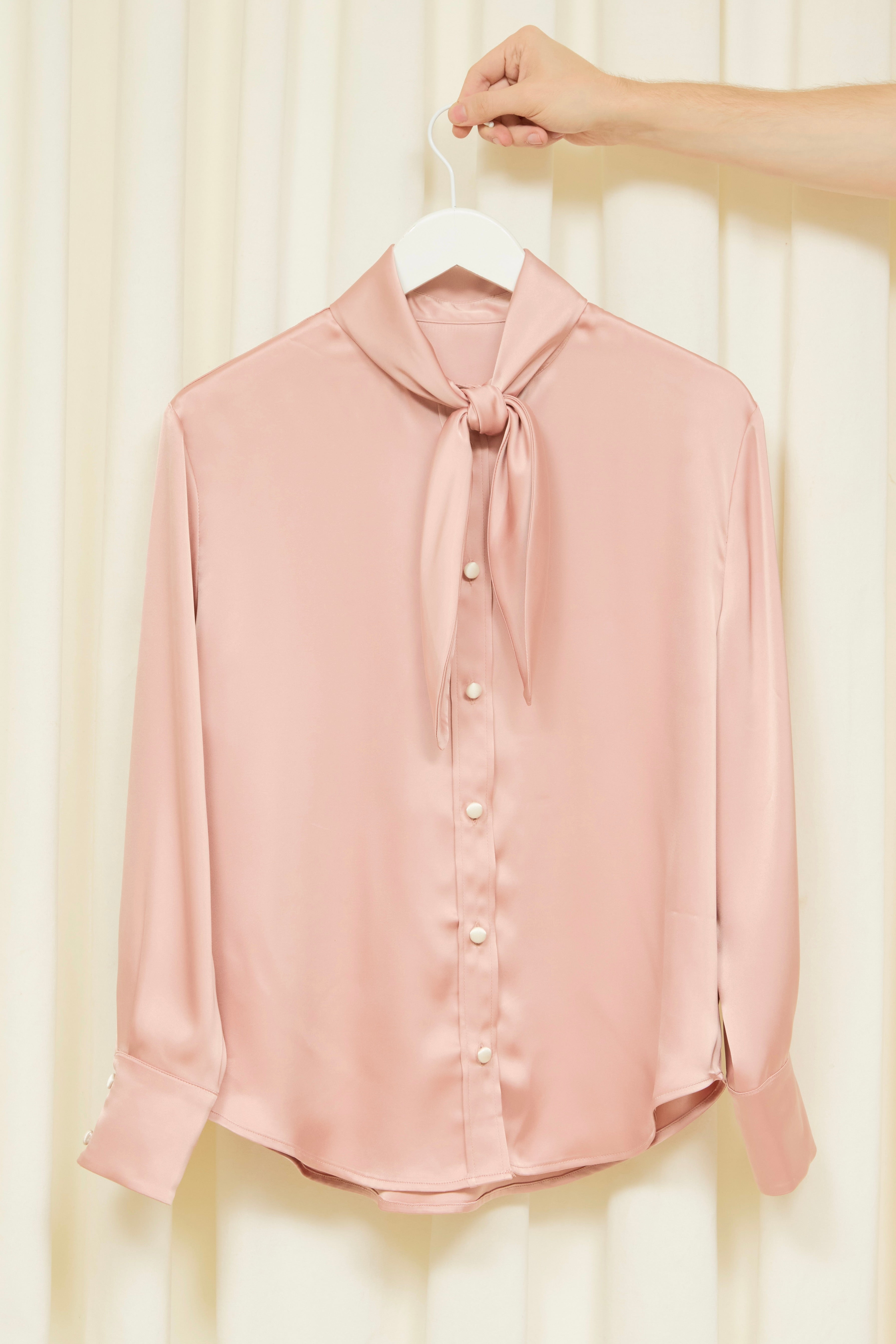 SAMPLE Luther Satin Long Sleeve Tie Shirt S