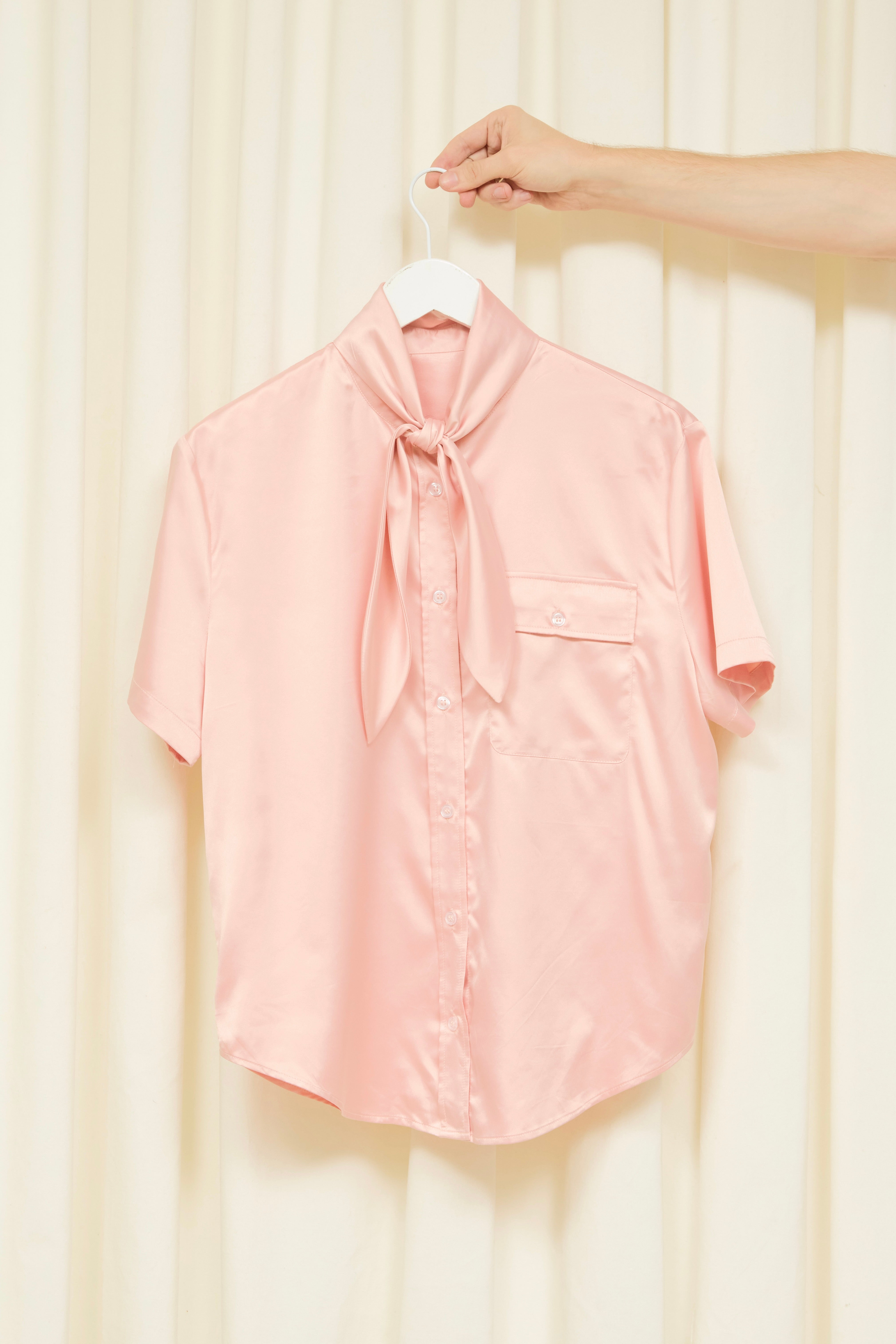 SAMPLE Luther Satin Short Sleeve Tie Shirt S