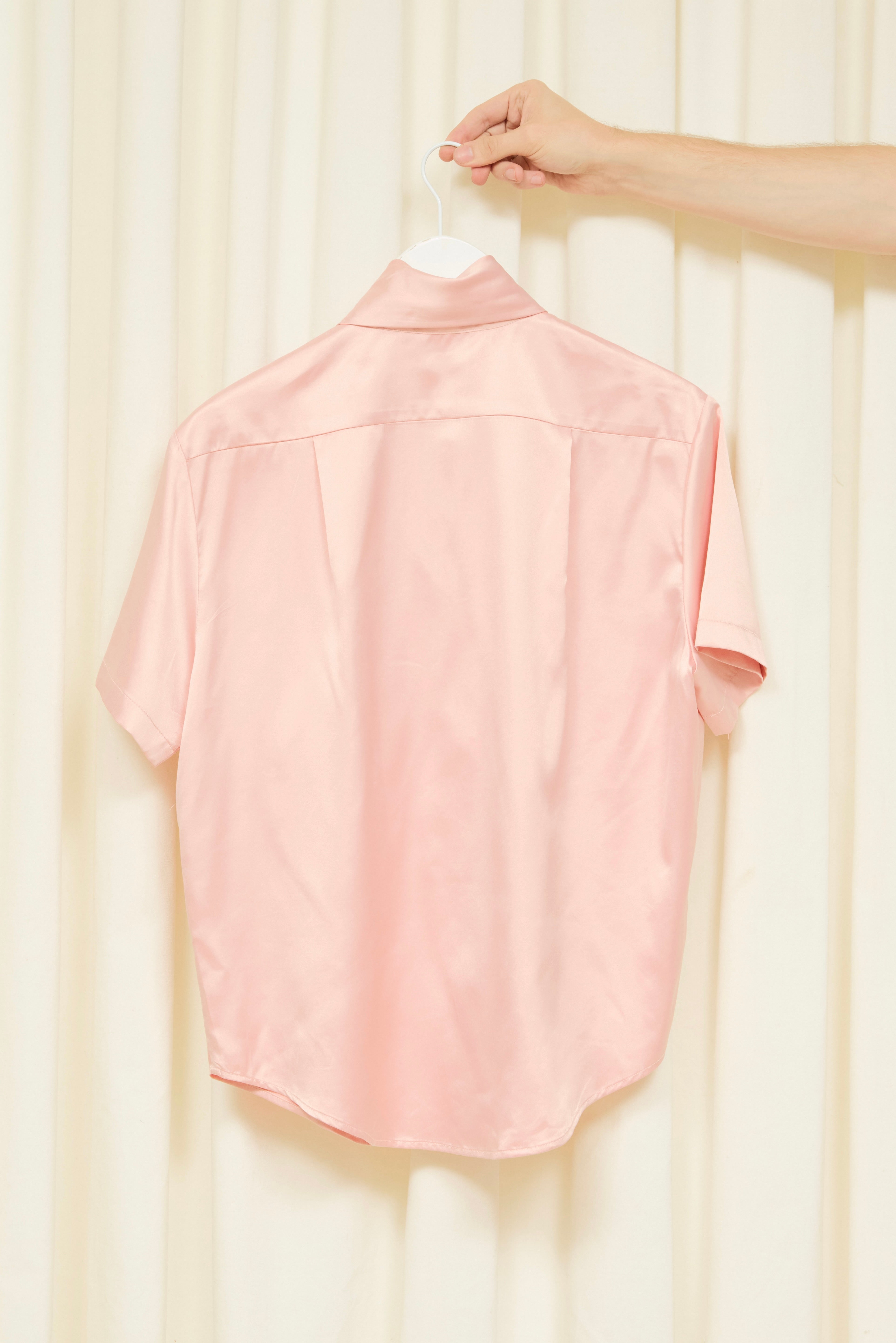SAMPLE Luther Satin Short Sleeve Tie Shirt S