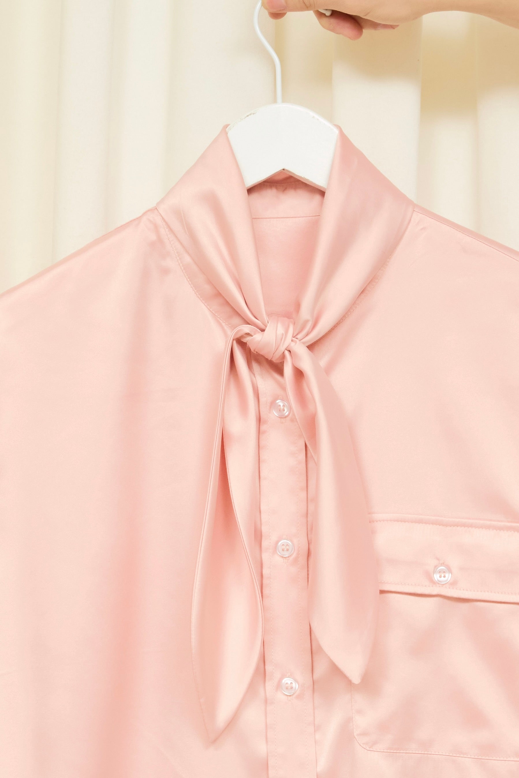 SAMPLE Luther Satin Long Sleeve Tie Shirt S