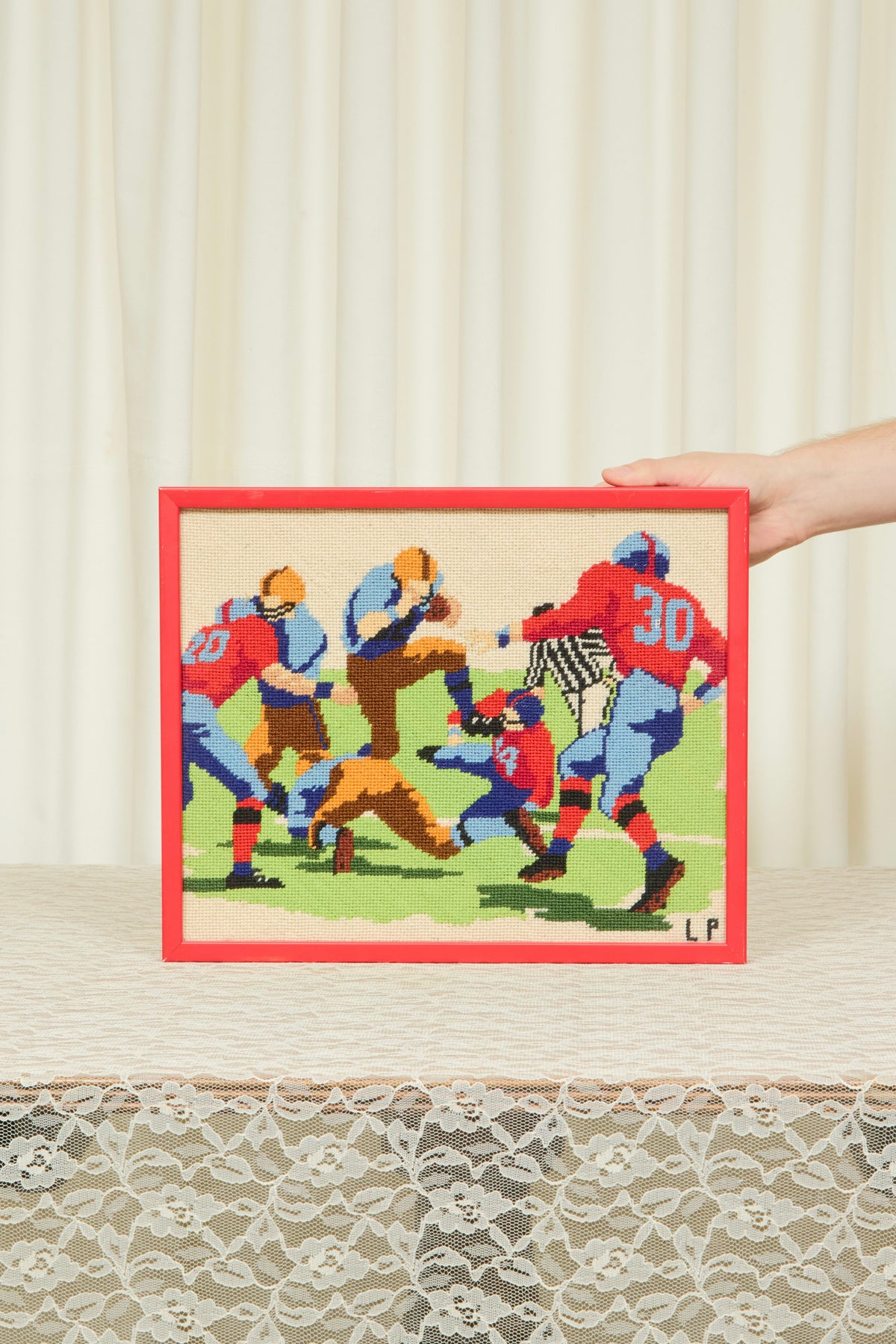 Vintage Football Scene Needlepoint