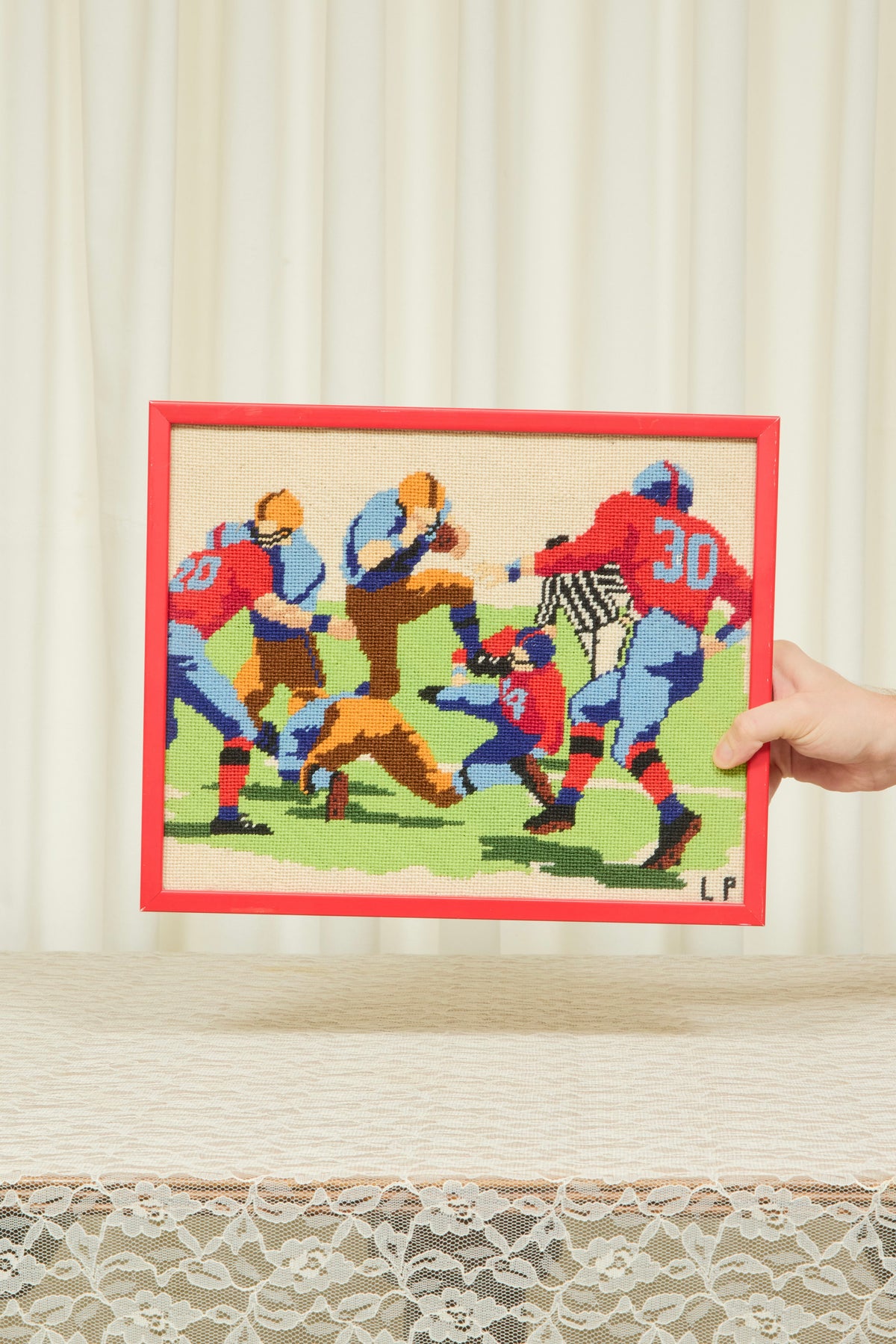 Vintage Football Scene Needlepoint