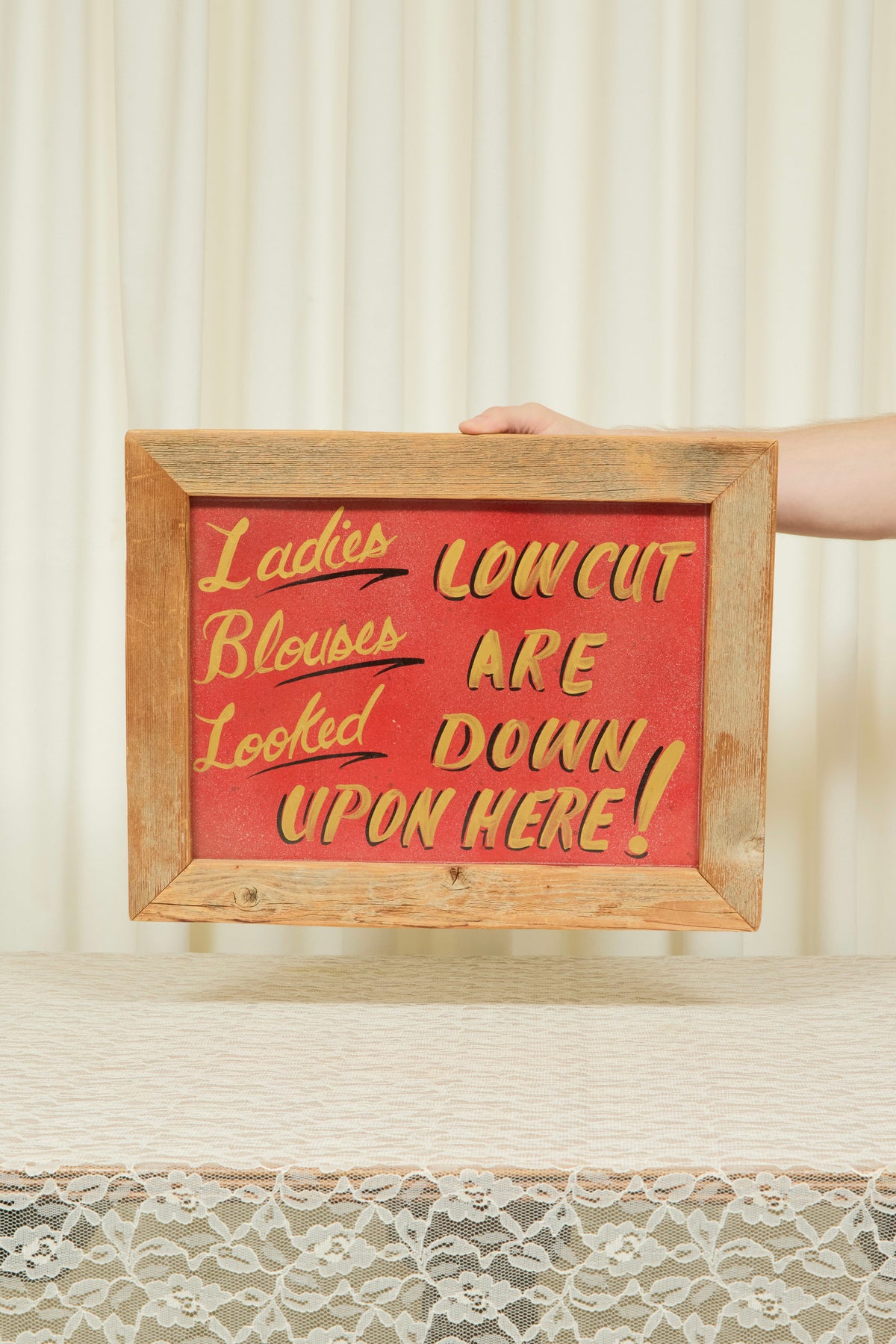 Vintage "Low Cut Blouses" Framed Sign