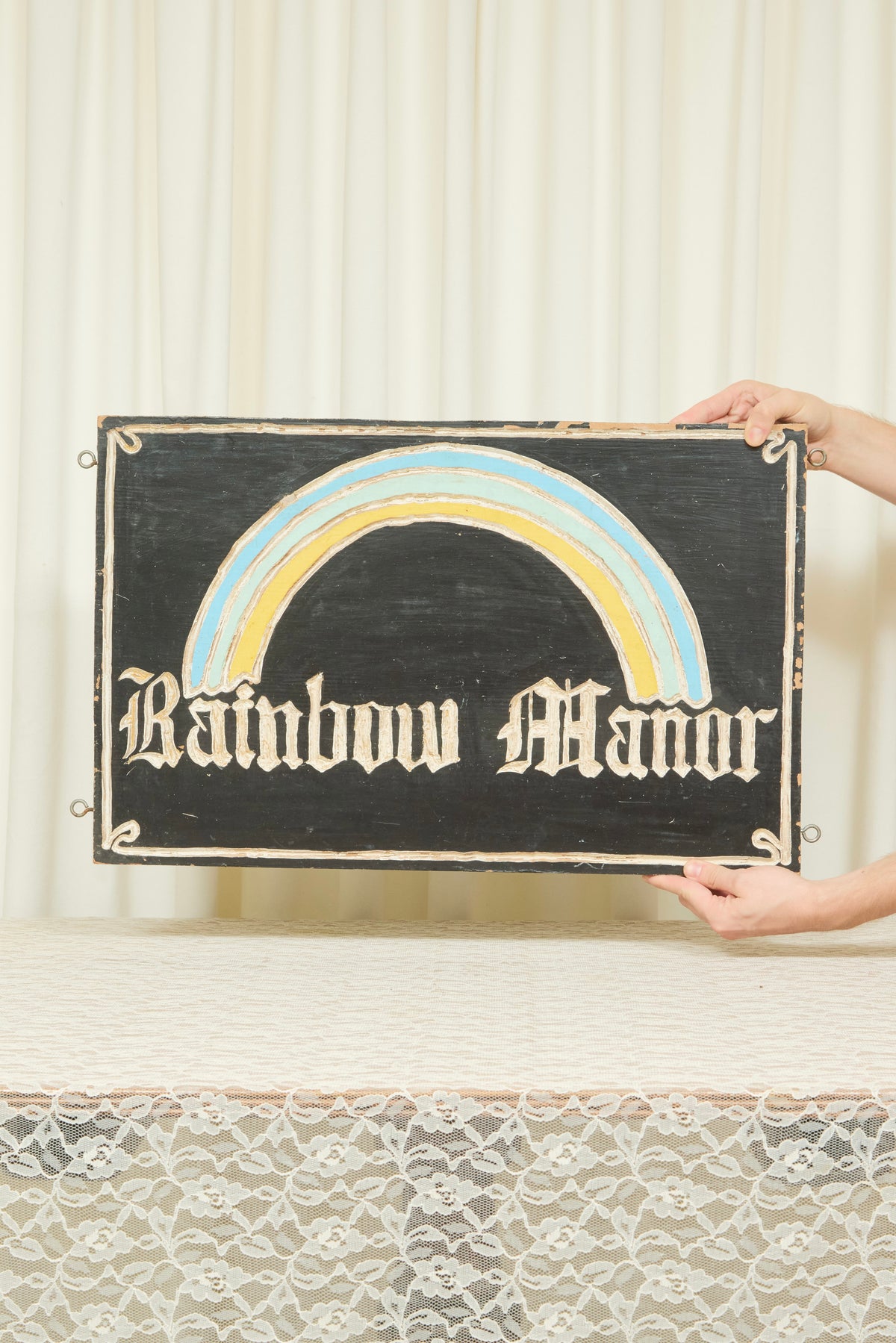 Vintage "Rainbow Manor" Carved Sign