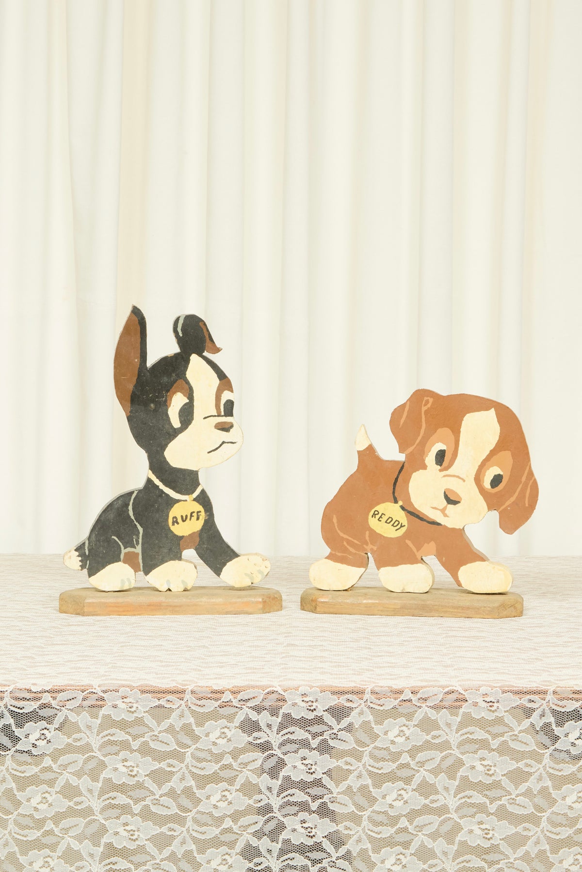 Vintage Ruff & Reddy Folk Art Dogs Set/2