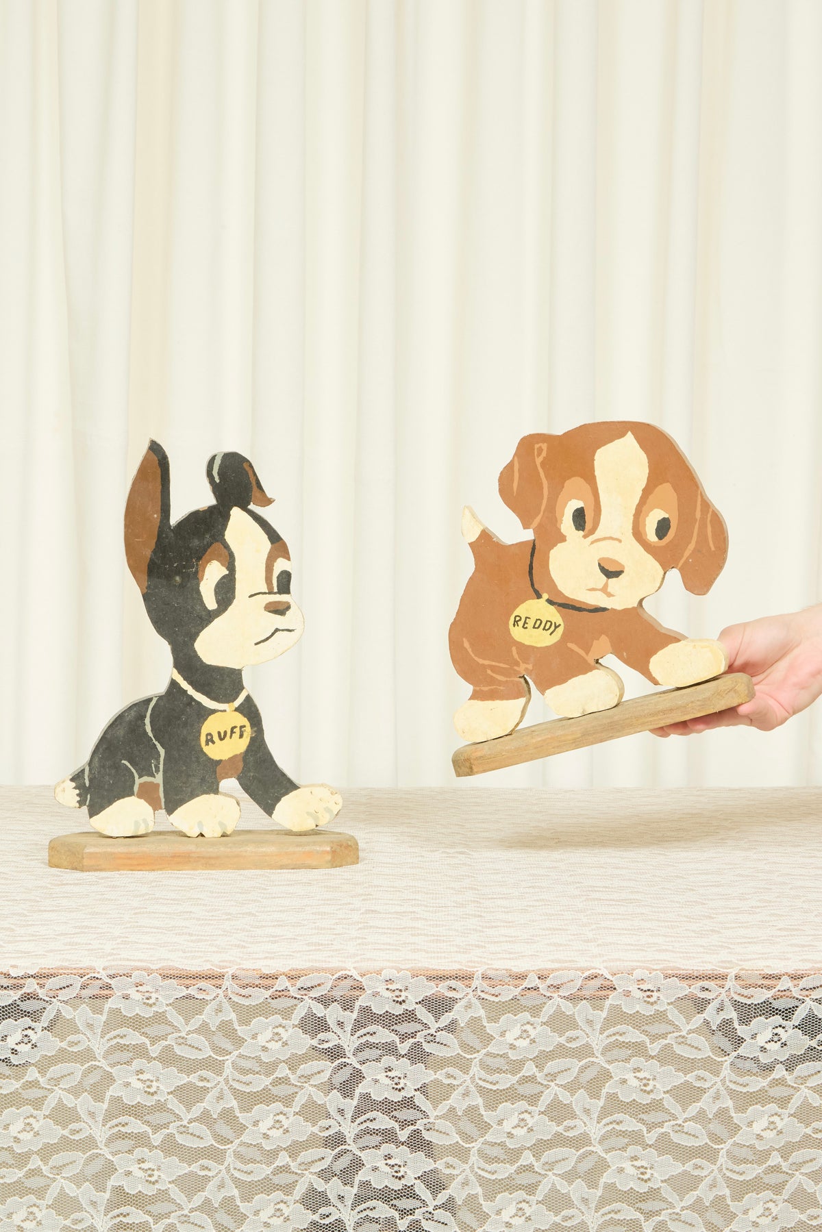 Vintage Ruff & Reddy Folk Art Dogs Set/2