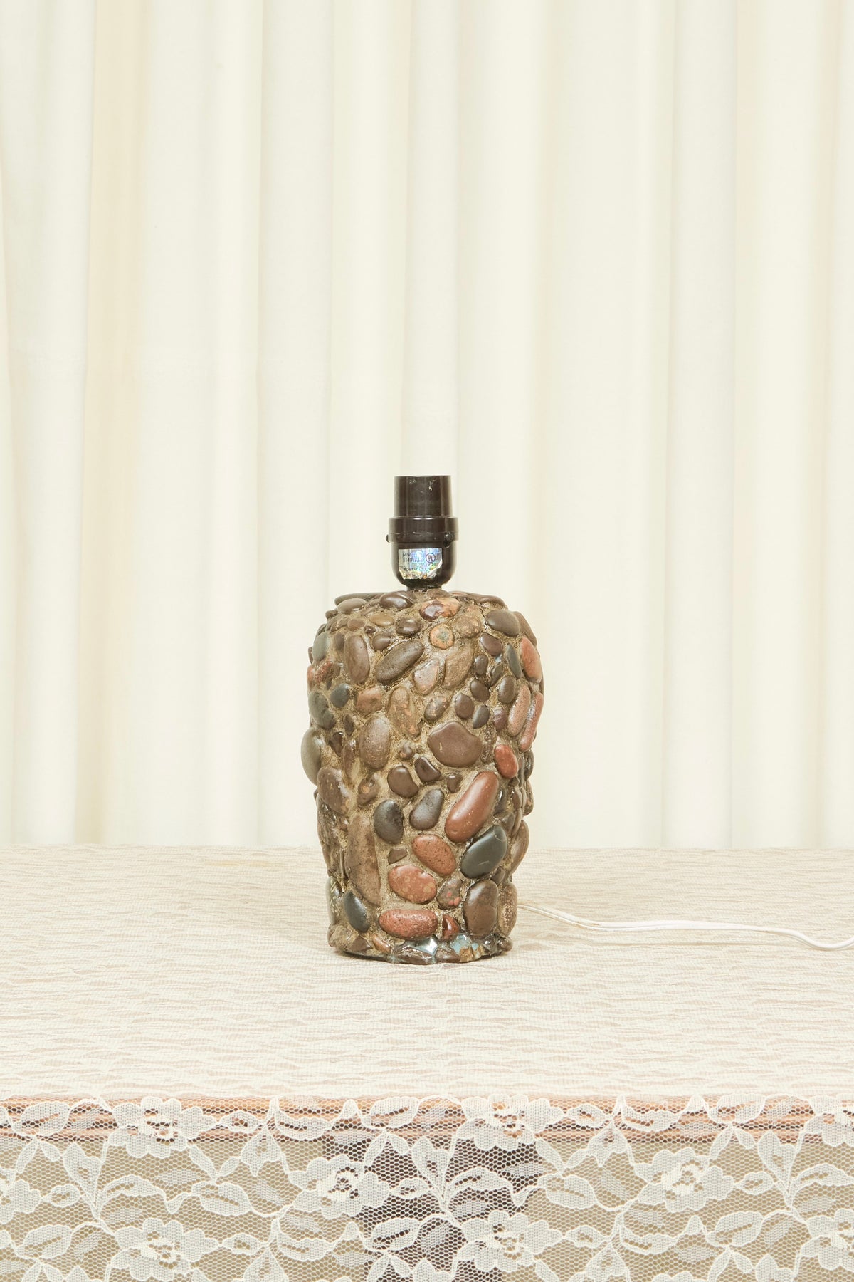 Vintage Rock Lamp w/ Gingham Shade