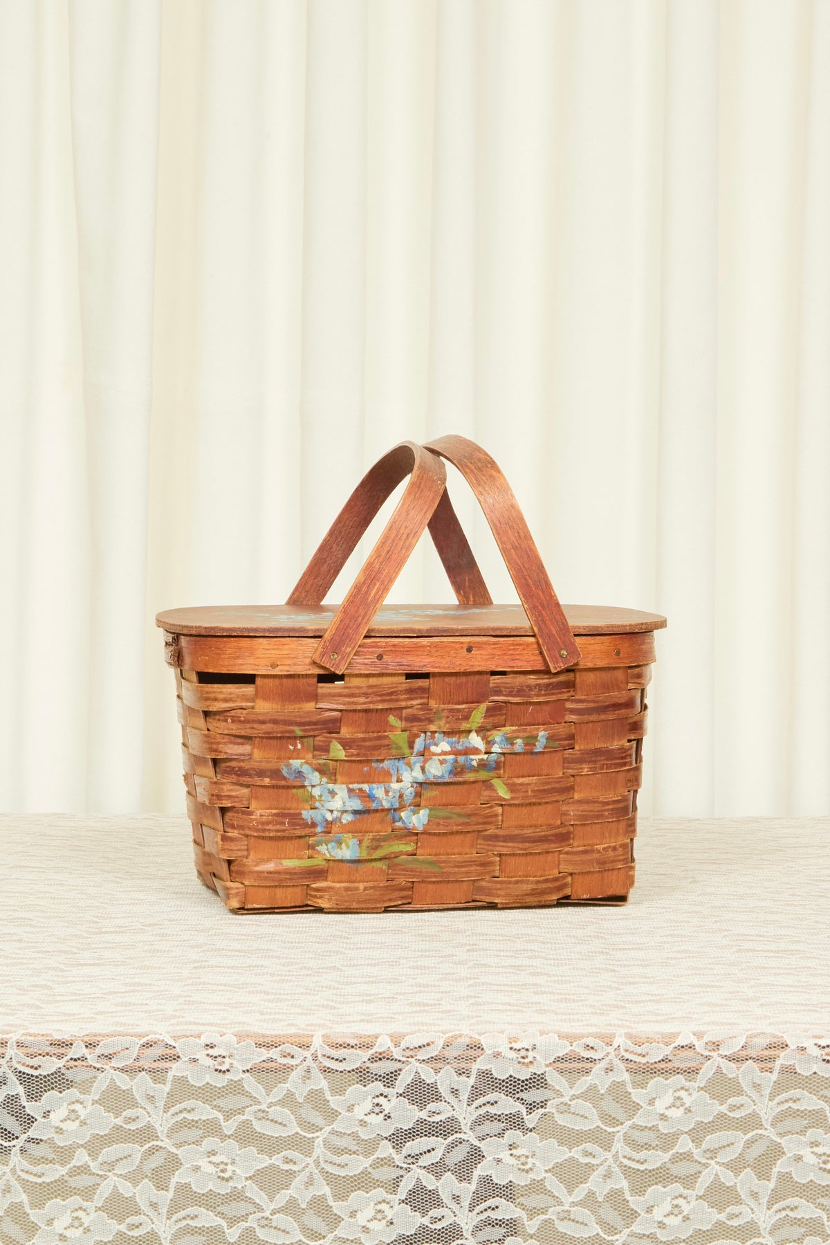 Vintage Painted Picnic Basket