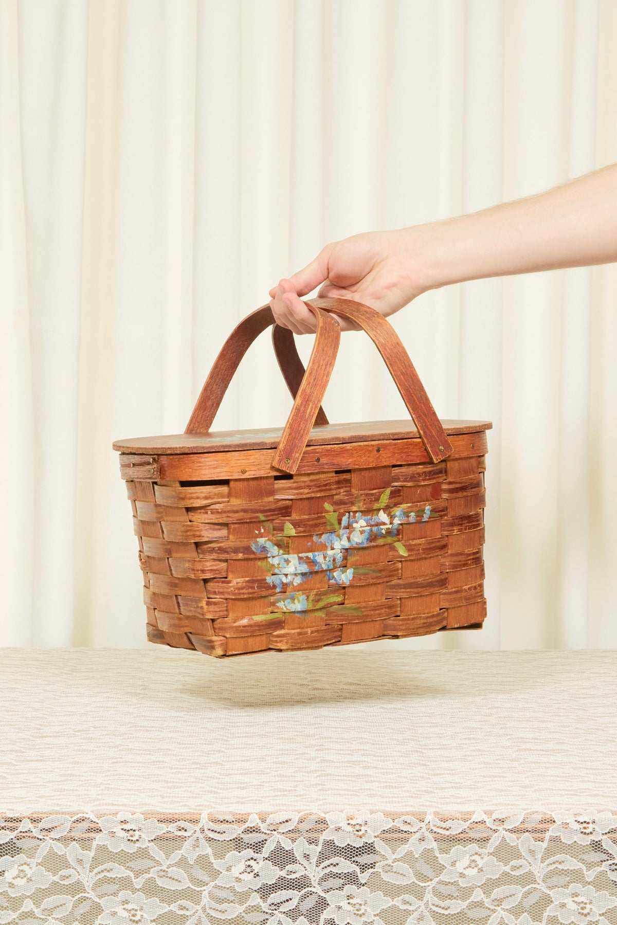 Vintage Painted Picnic Basket