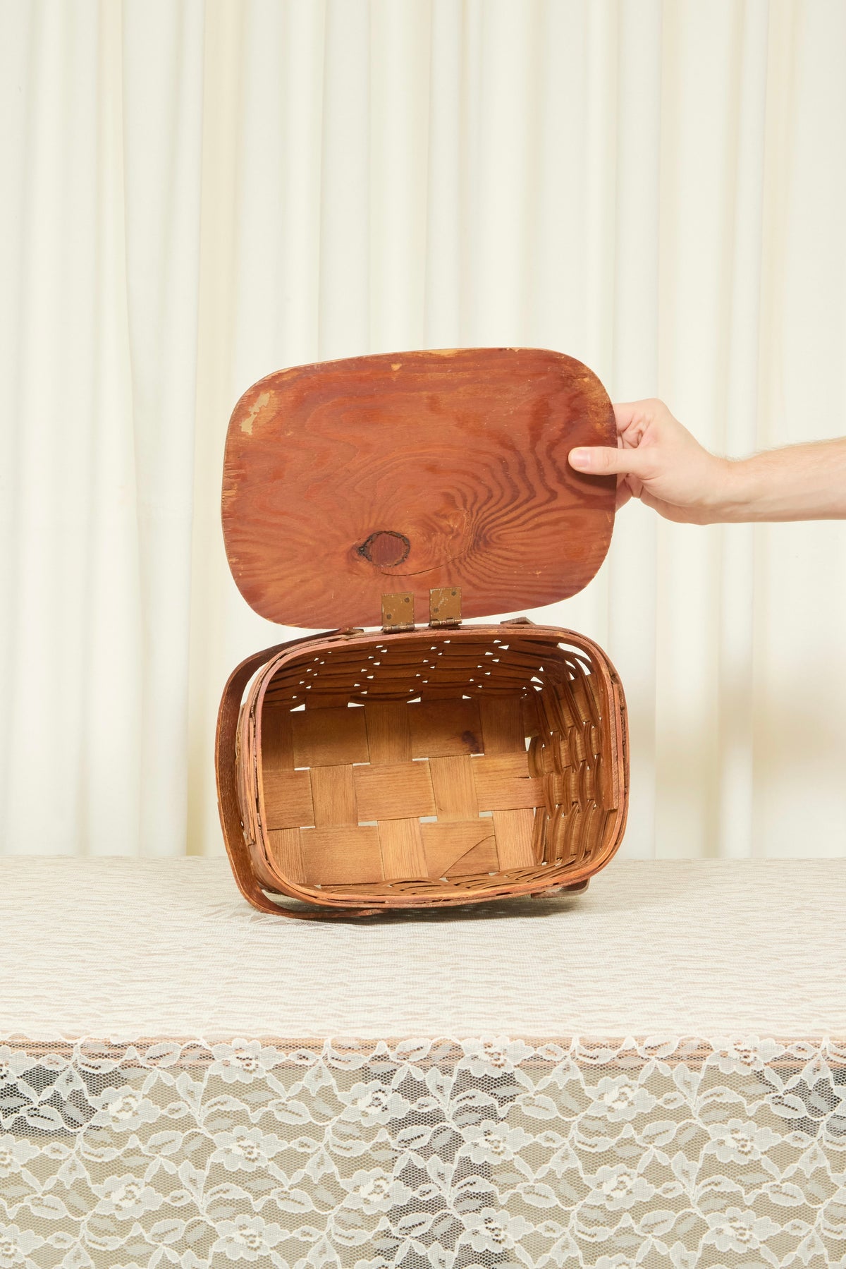 Vintage Painted Picnic Basket
