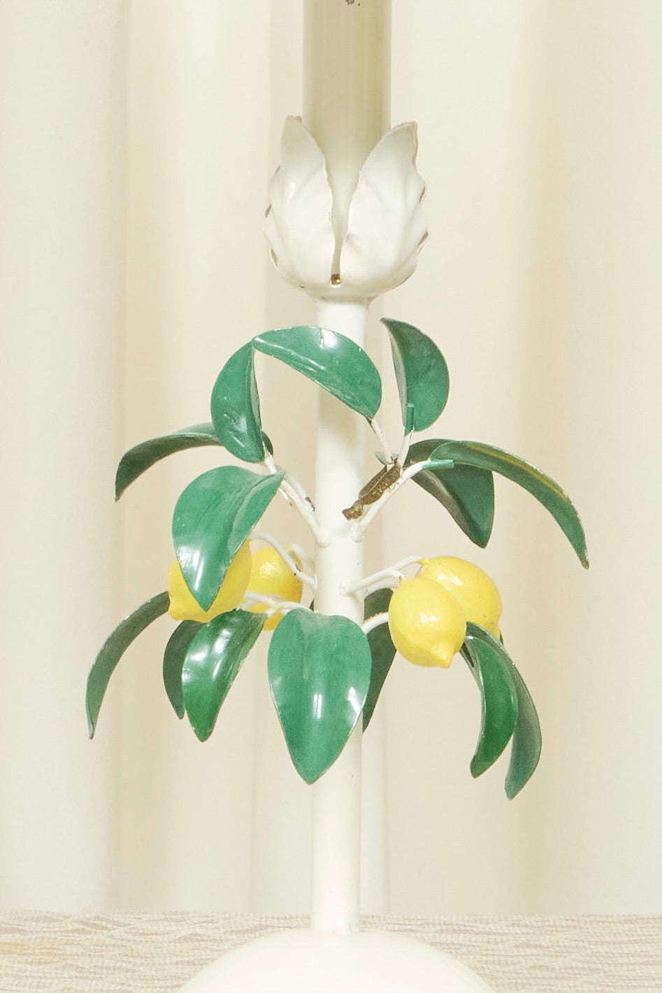 Vintage Metal Lemon Lamp w/ Plaid Shade