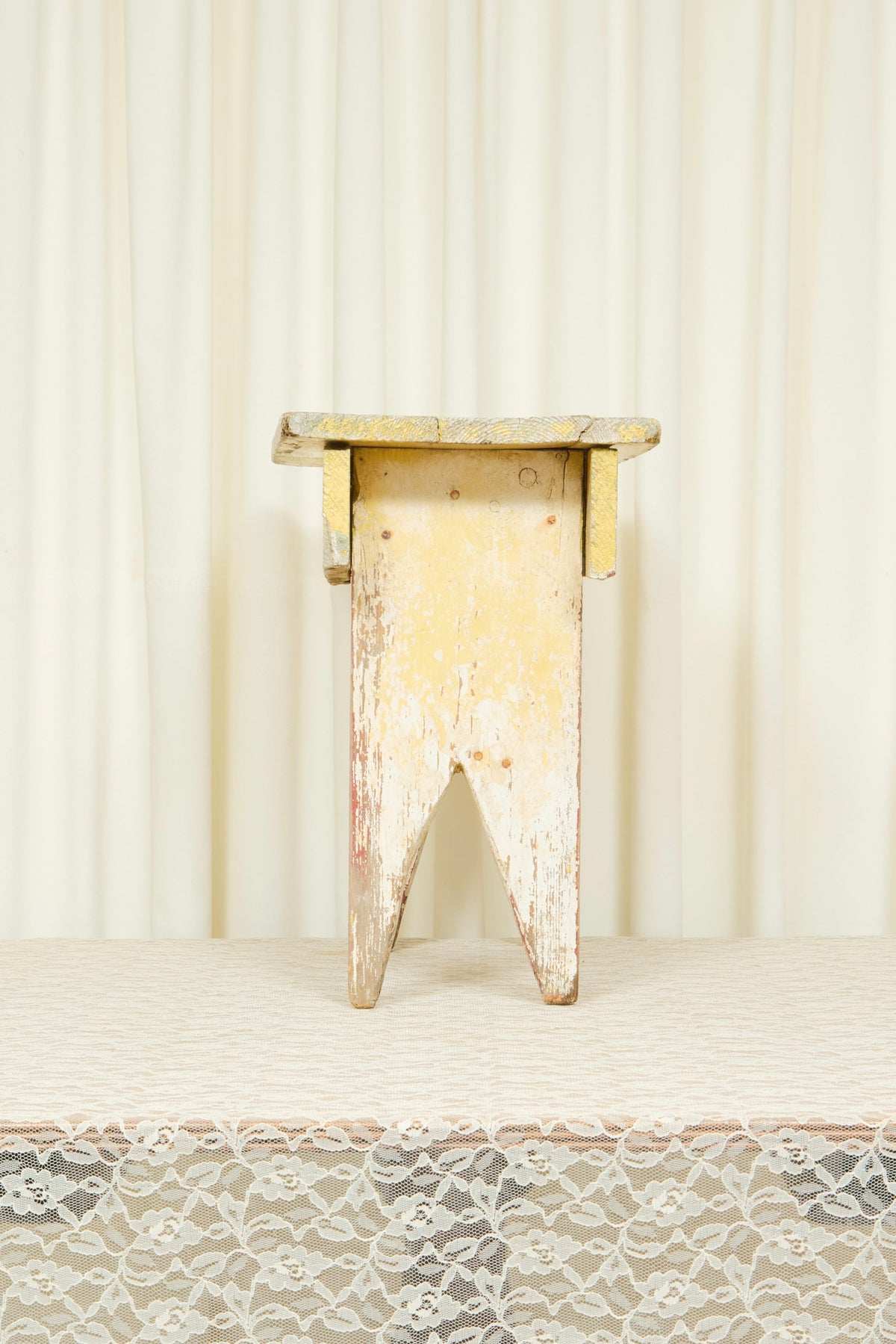 Vintage Primitive Chippy Stool/Side Table