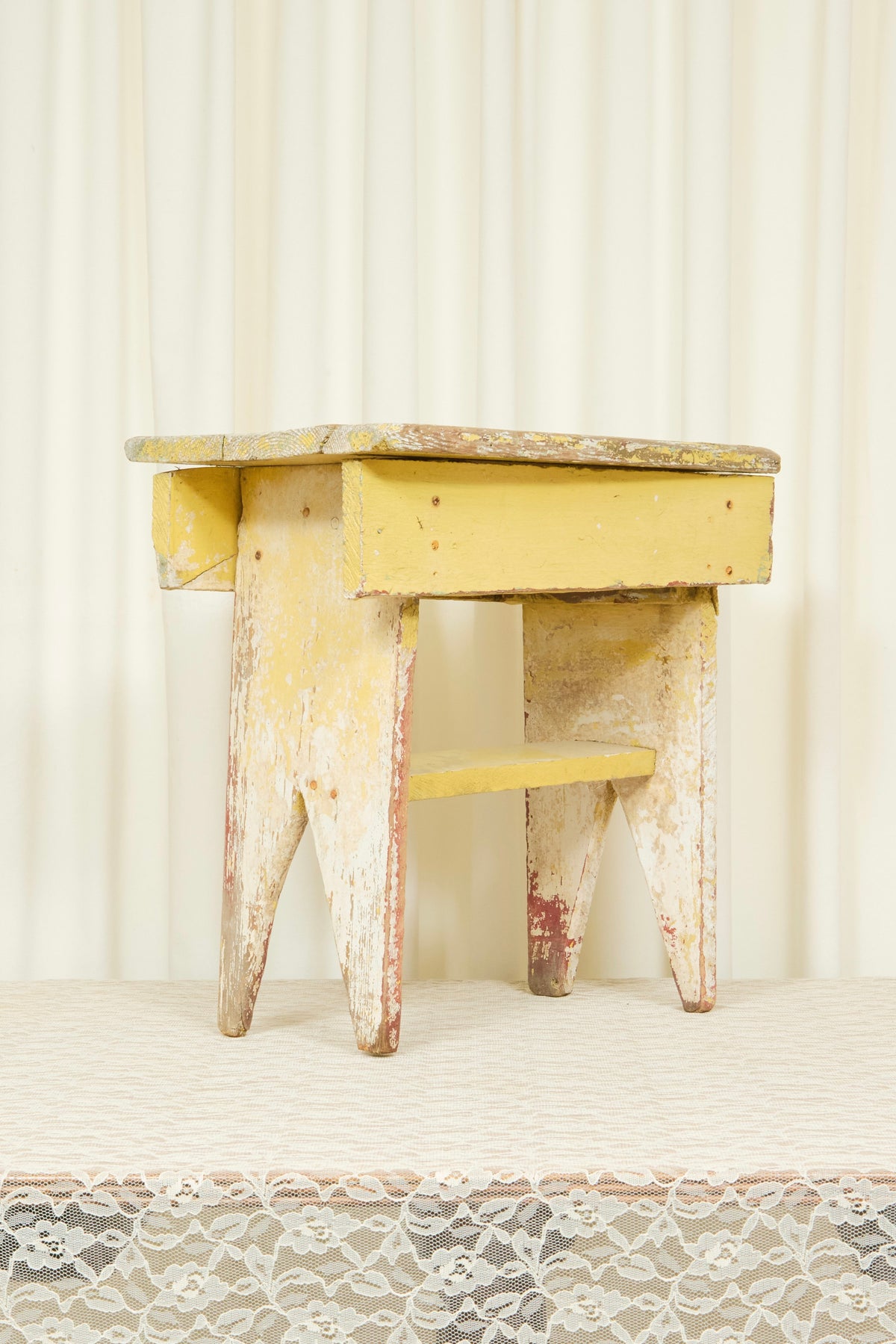Vintage Primitive Chippy Stool/Side Table
