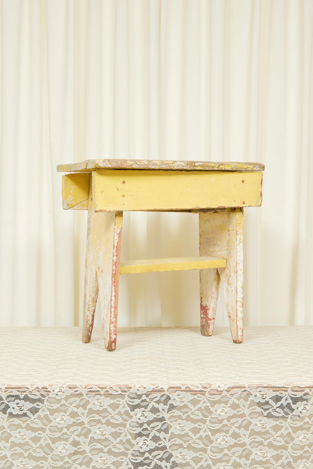 Vintage Primitive Chippy Stool/Side Table