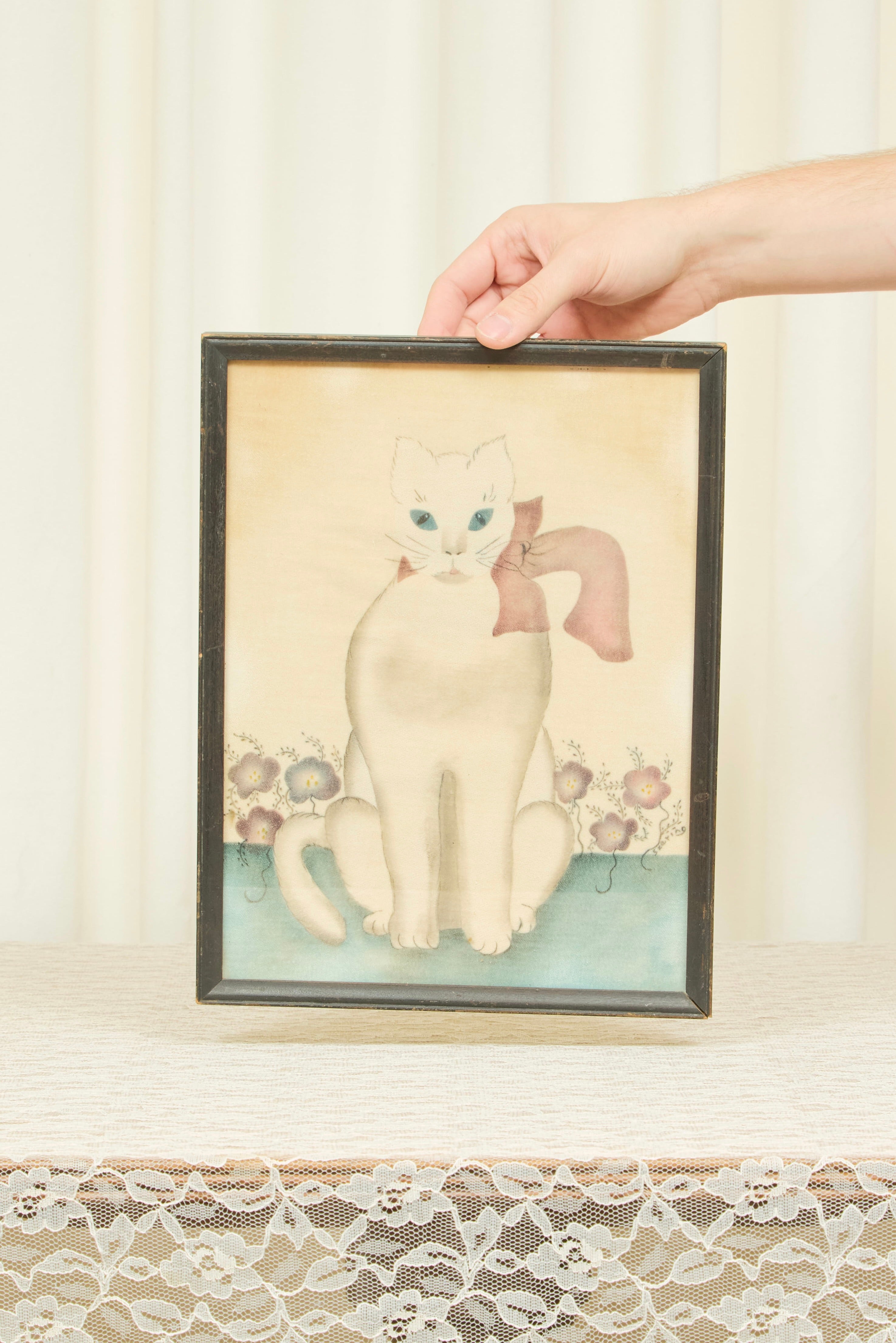 Vintage Painted Velvet Cat