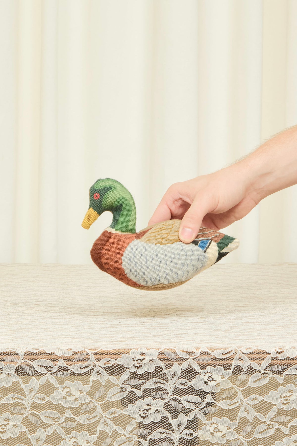 Vintage Stuffed Mallard Needlepoints Set/2