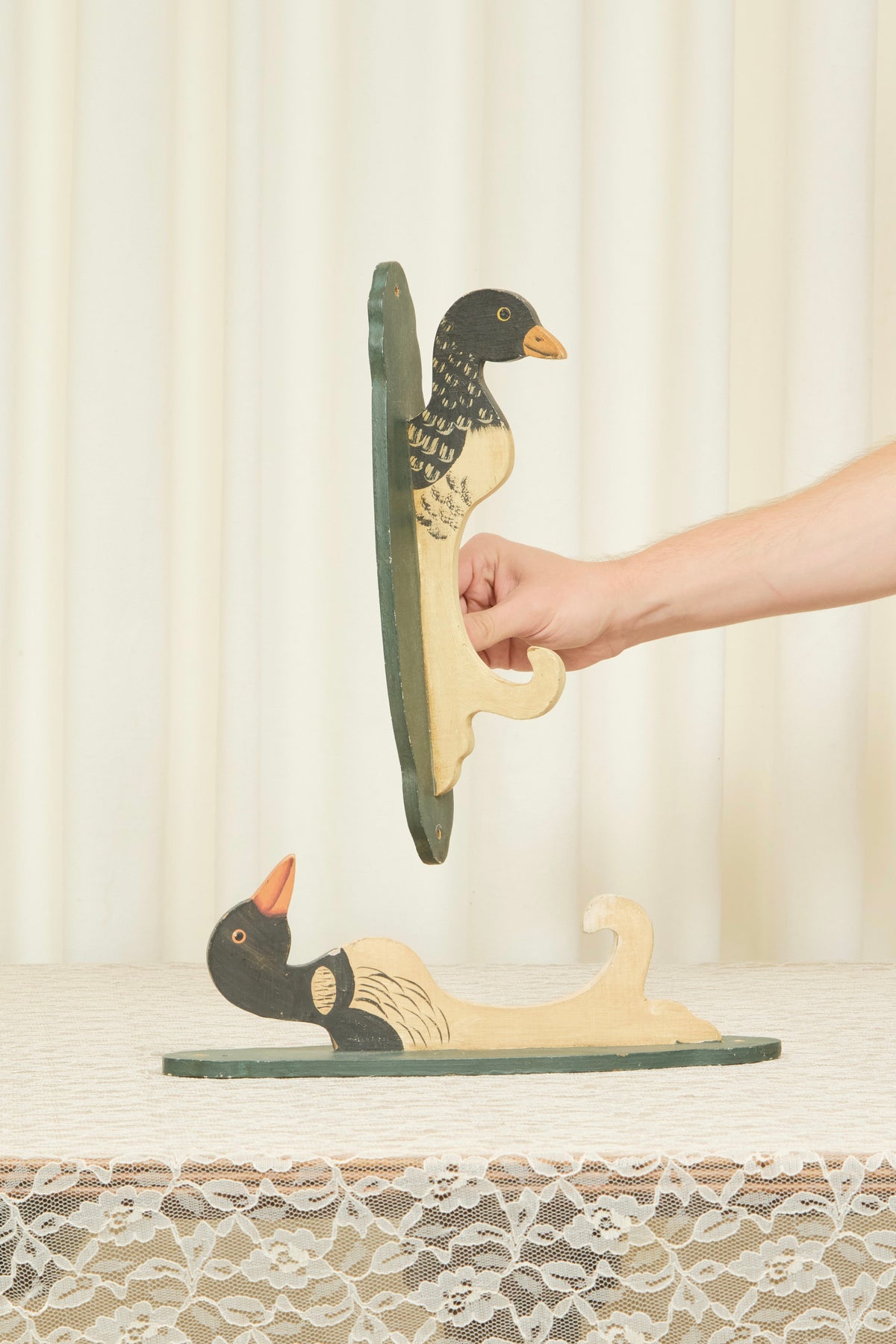 Vintage Folkart Goose Hooks Set/2