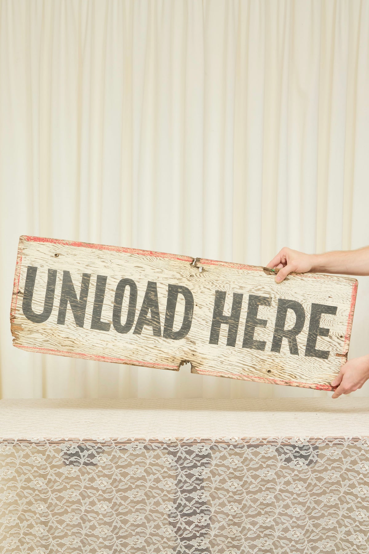 Vintage "Unload Here" Painted Sign