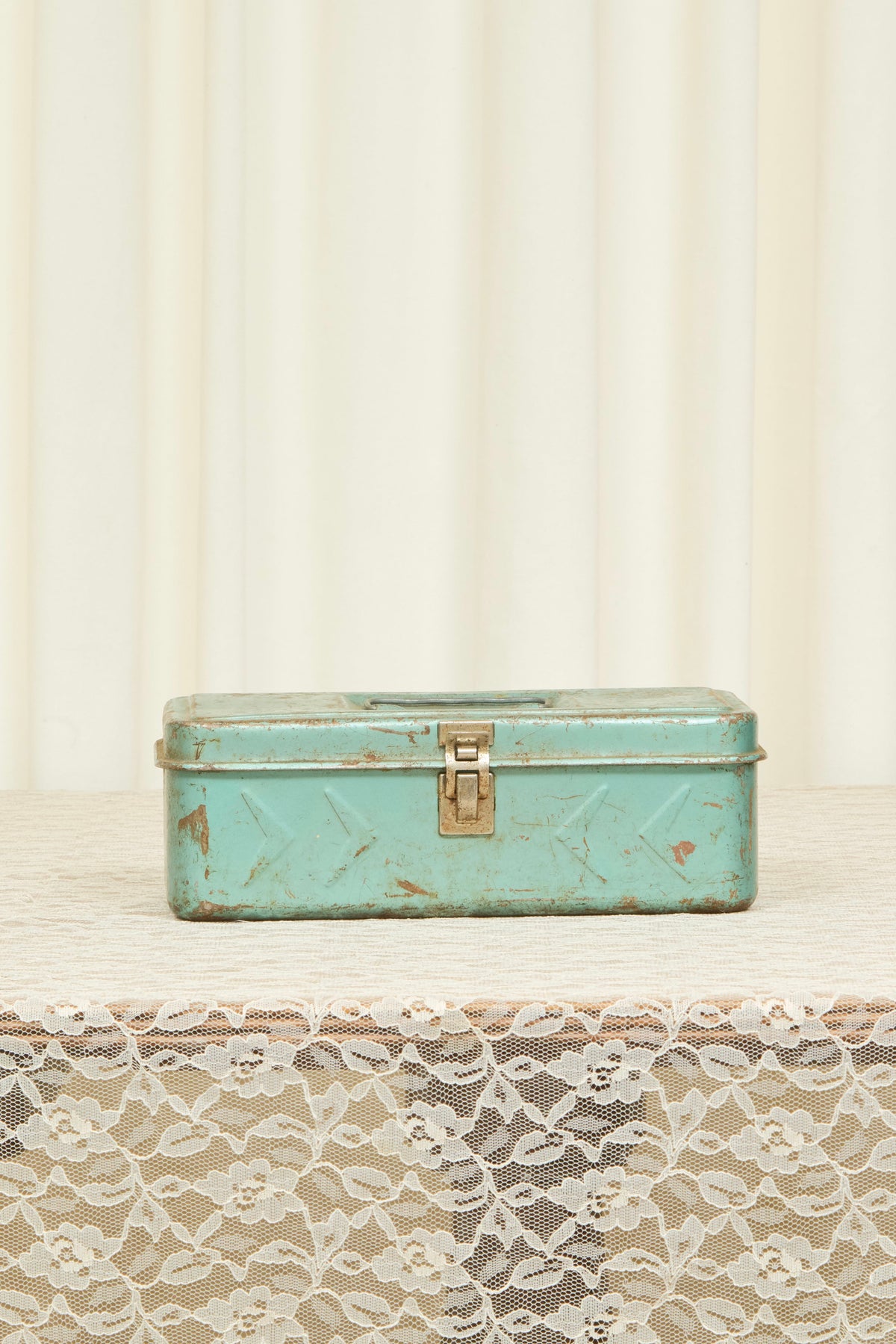 Vintage Turquoise Metal Box