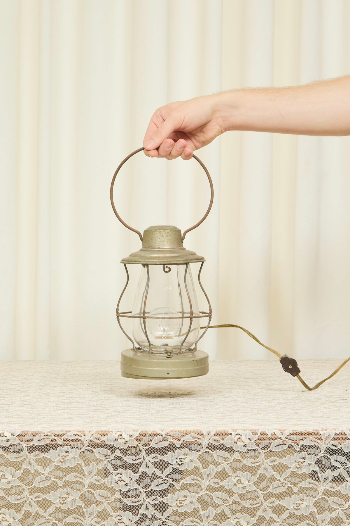 Vintage Metal Plug-In Lantern