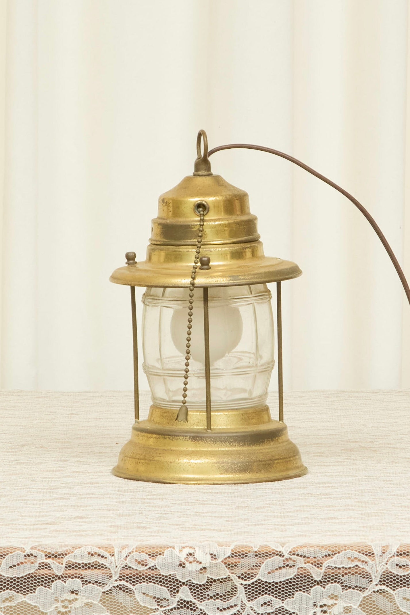Vintage Brass Plug-In Lantern