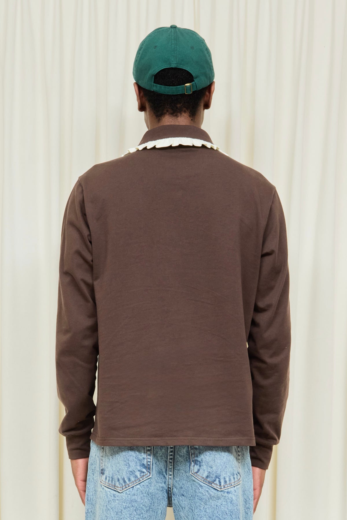 Frank Ruffle Collar Long Sleeve Polo