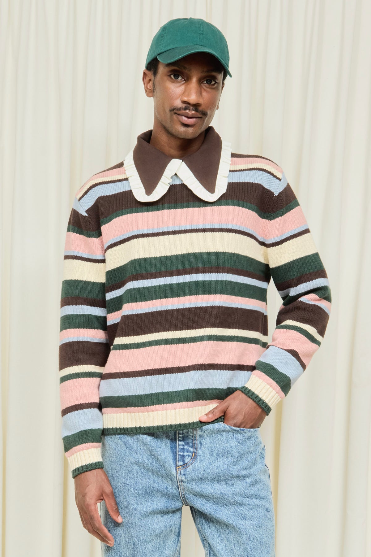 Frank Ruffle Collar Long Sleeve Polo