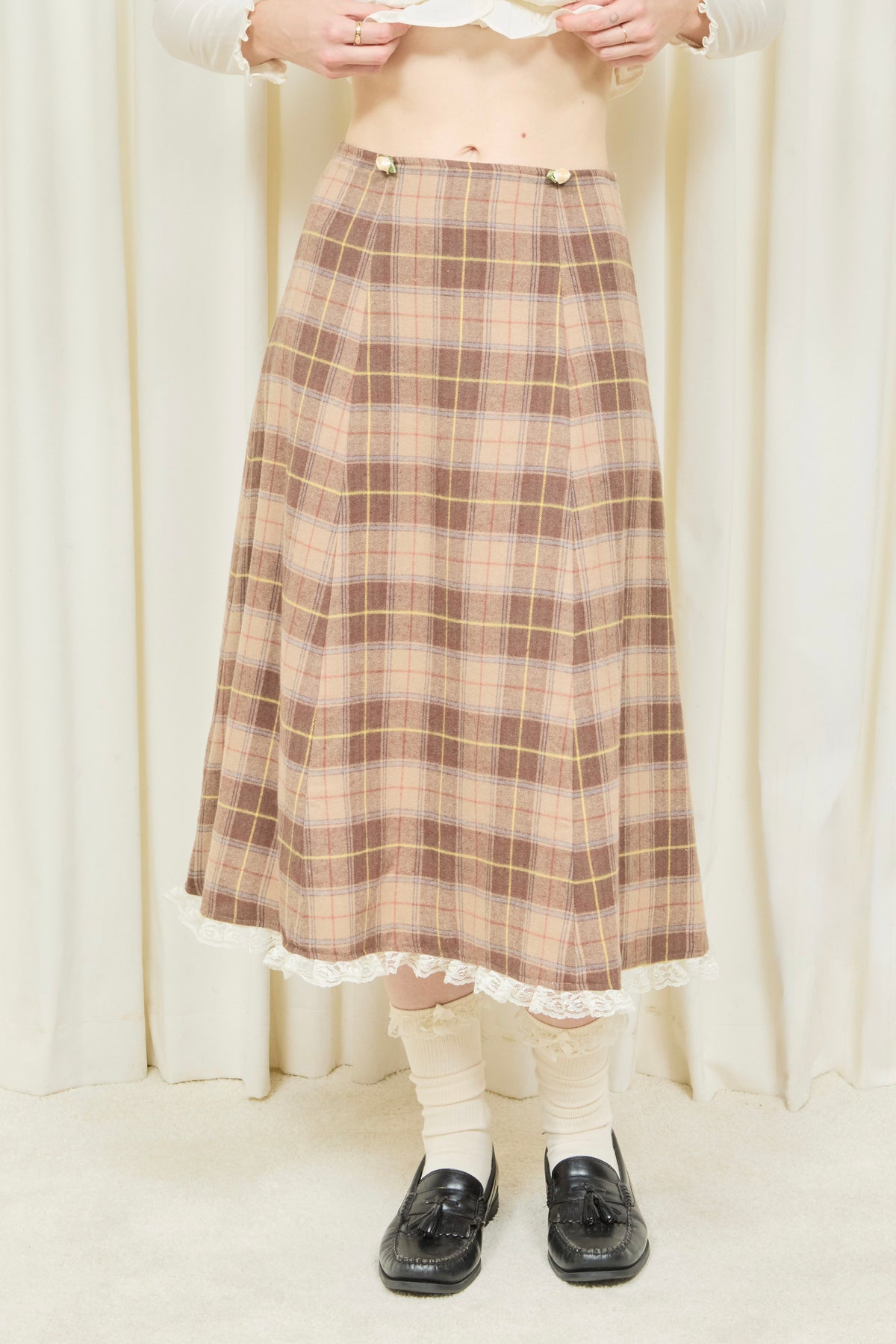 Wilma Plaid Flannel Midi Skirt