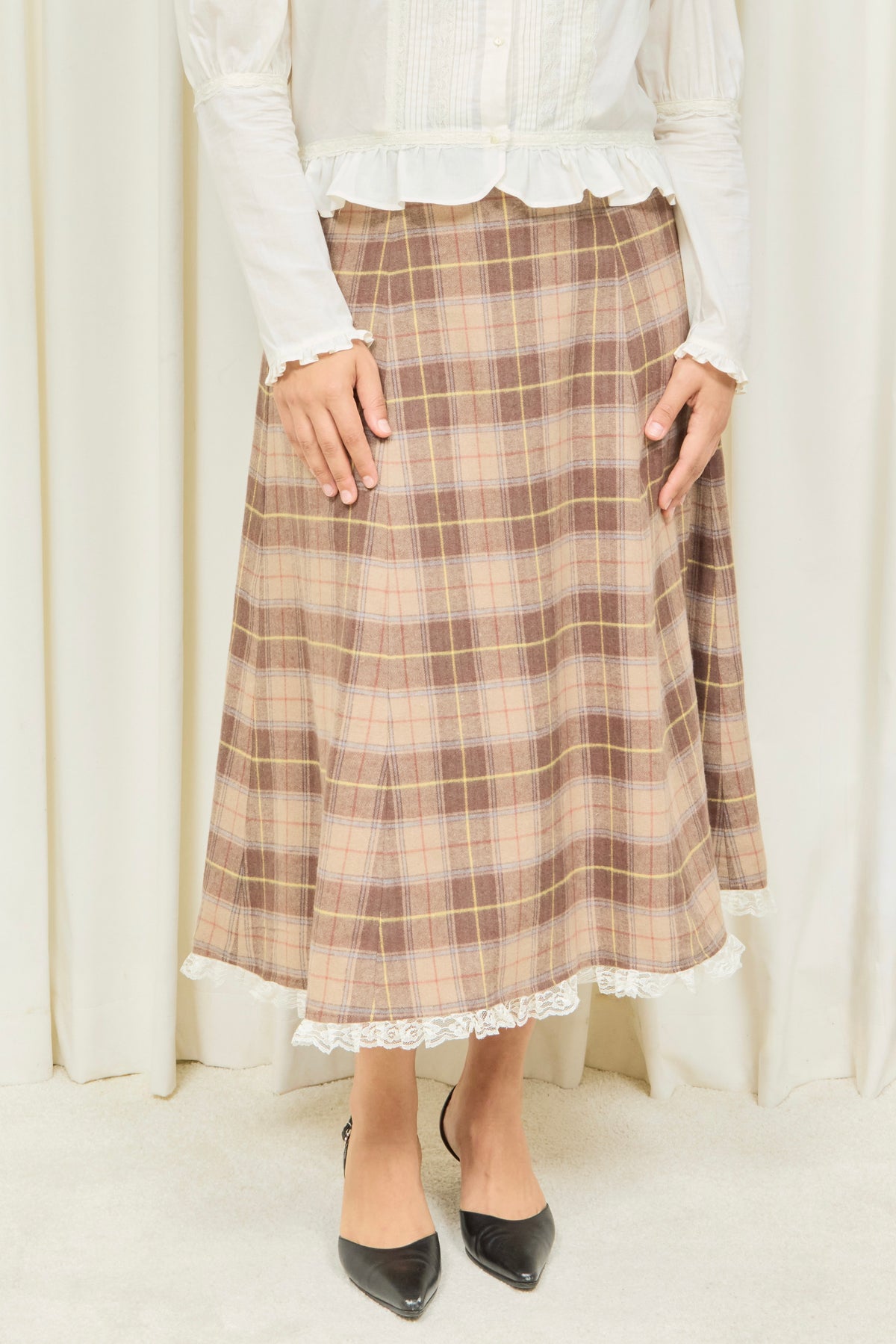 Wilma Plaid Flannel Midi Skirt
