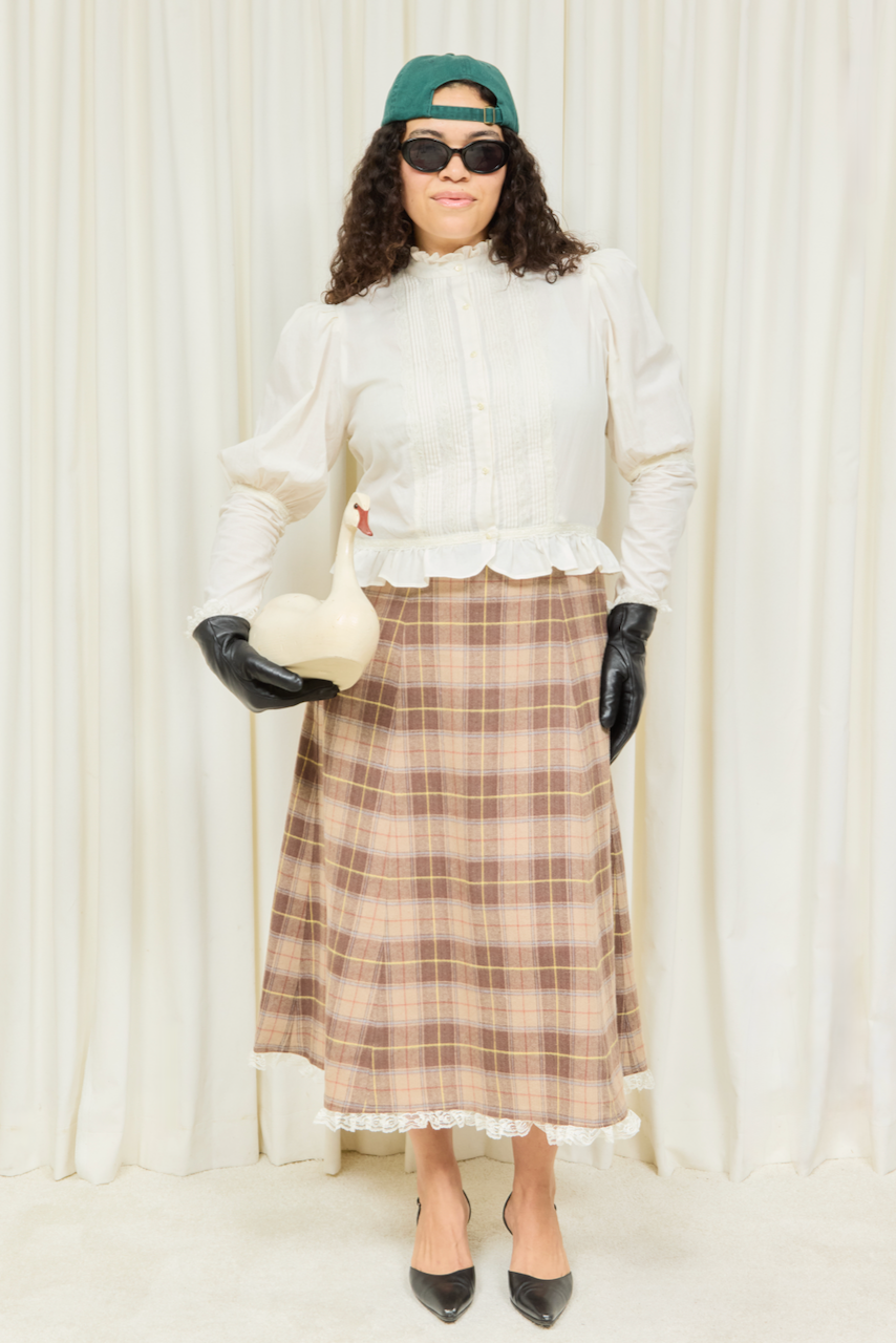 Wilma Plaid Flannel Midi Skirt
