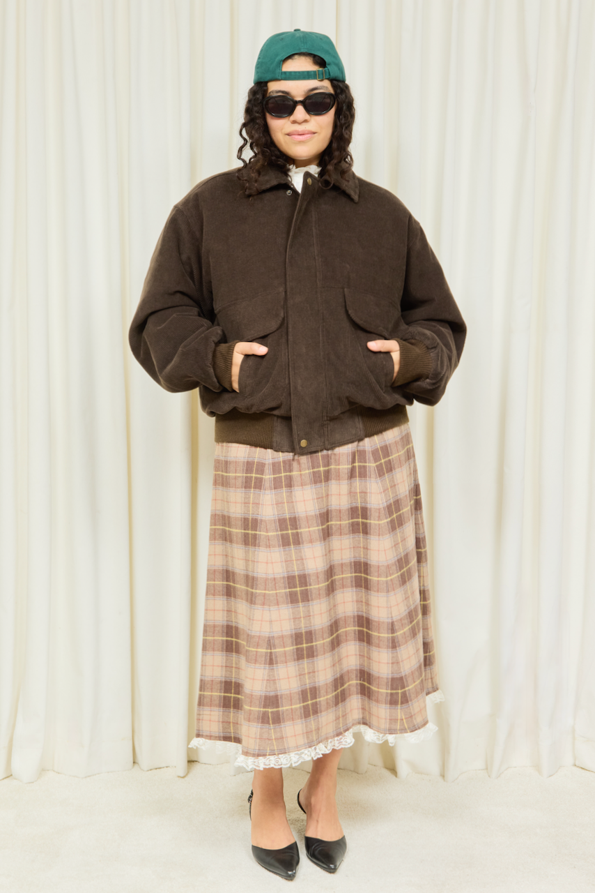 Wilma Plaid Flannel Midi Skirt