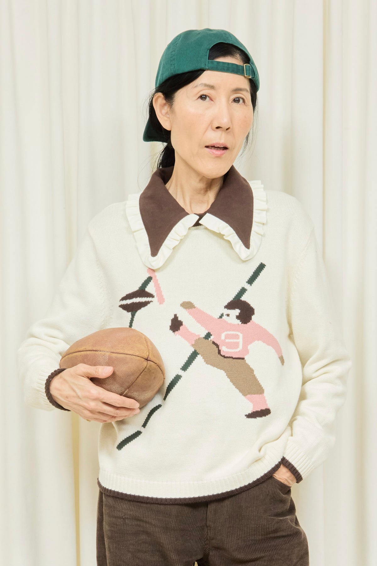 Frank Ruffle Collar Long Sleeve Polo