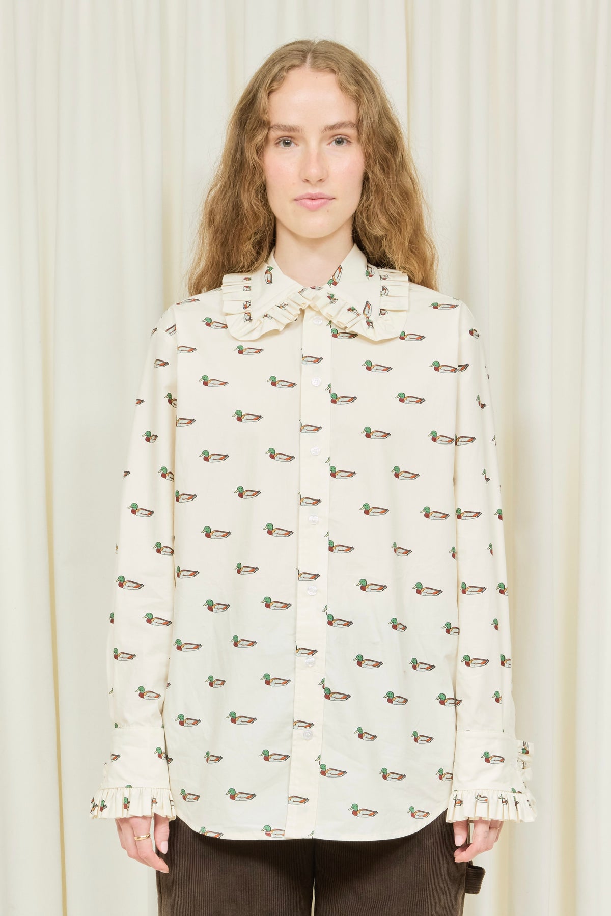 Pippa Ruffle Collar Button Down Shirt