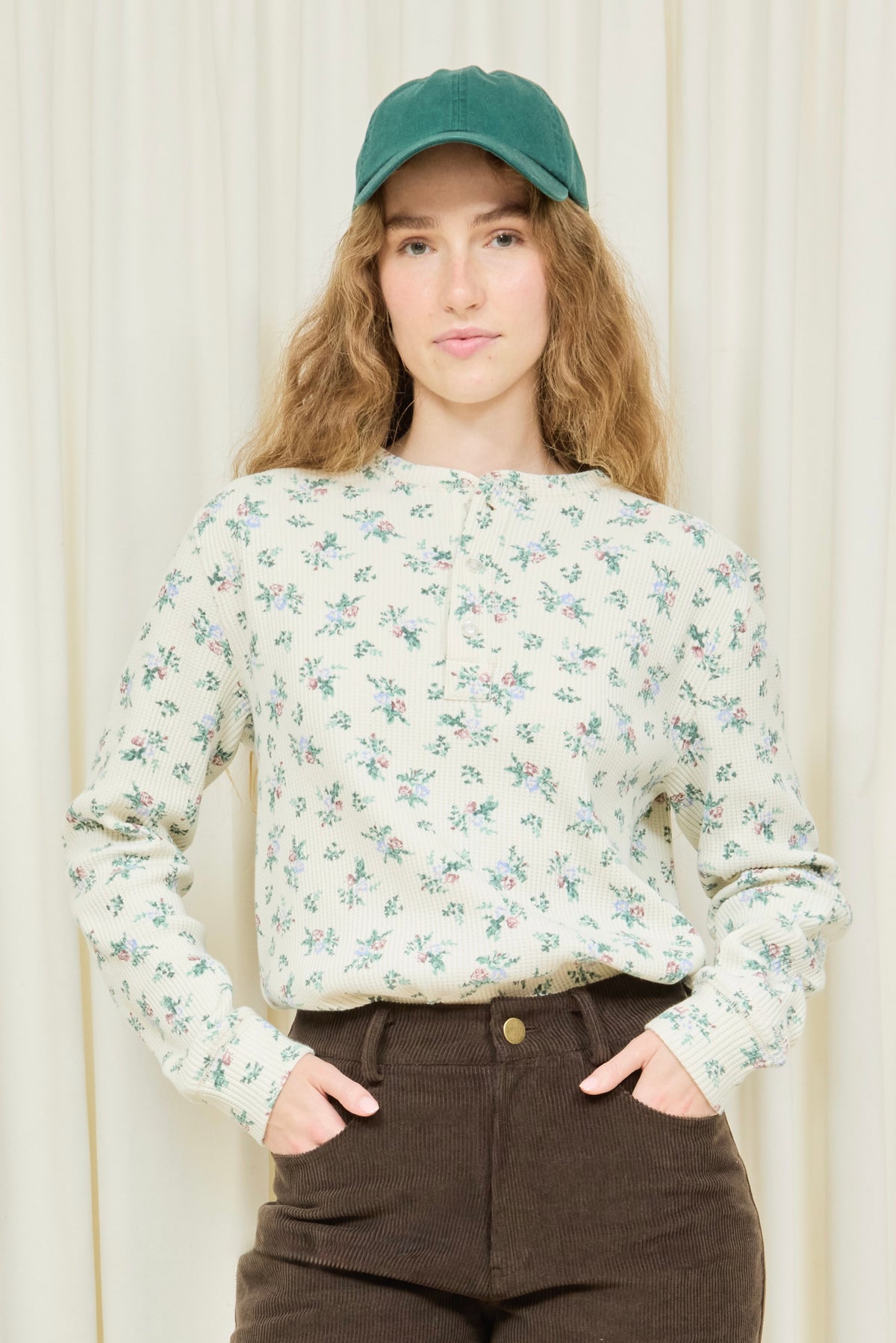 Danbury Floral Waffle Henley