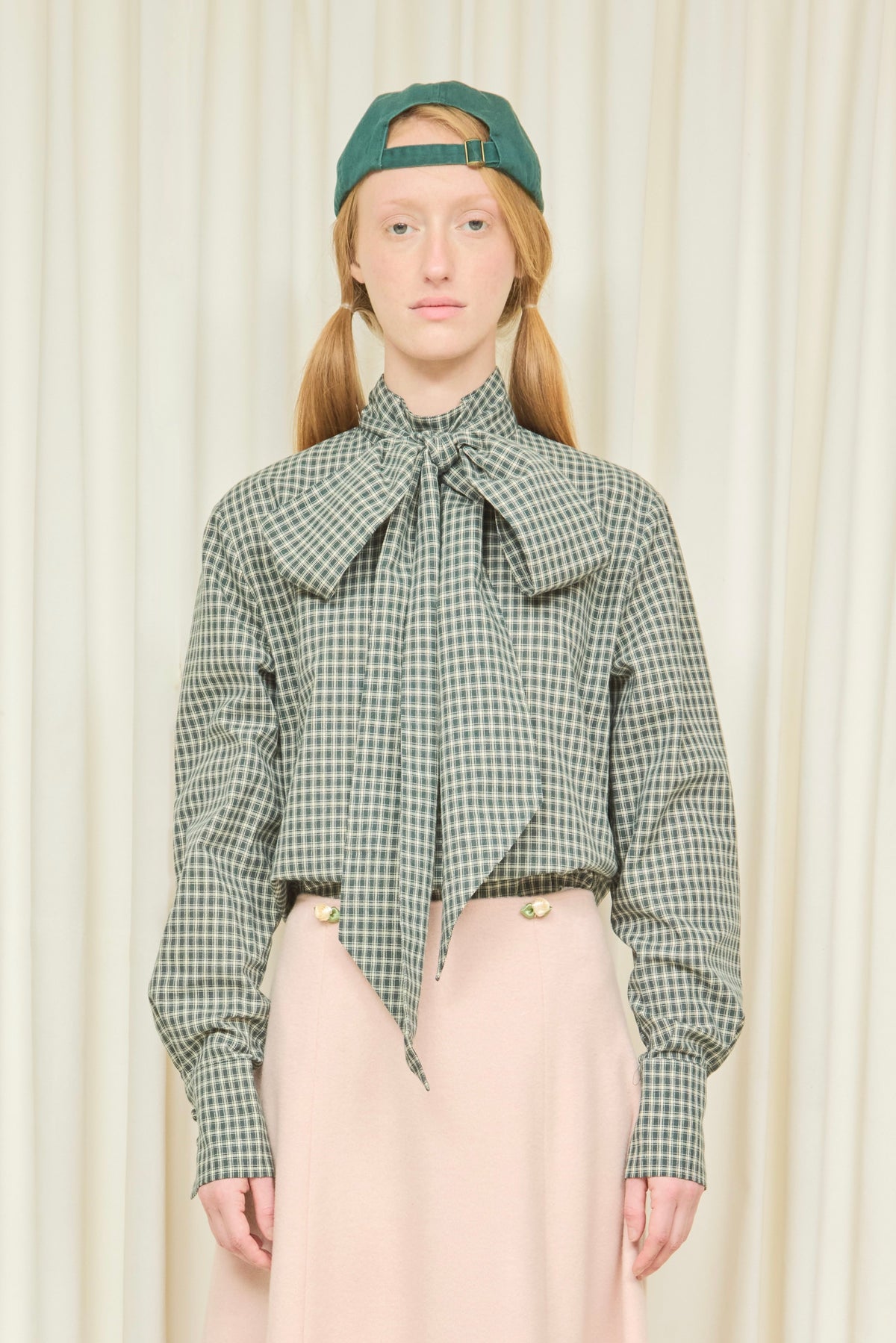 Laurence Plaid Pussybow Shirt