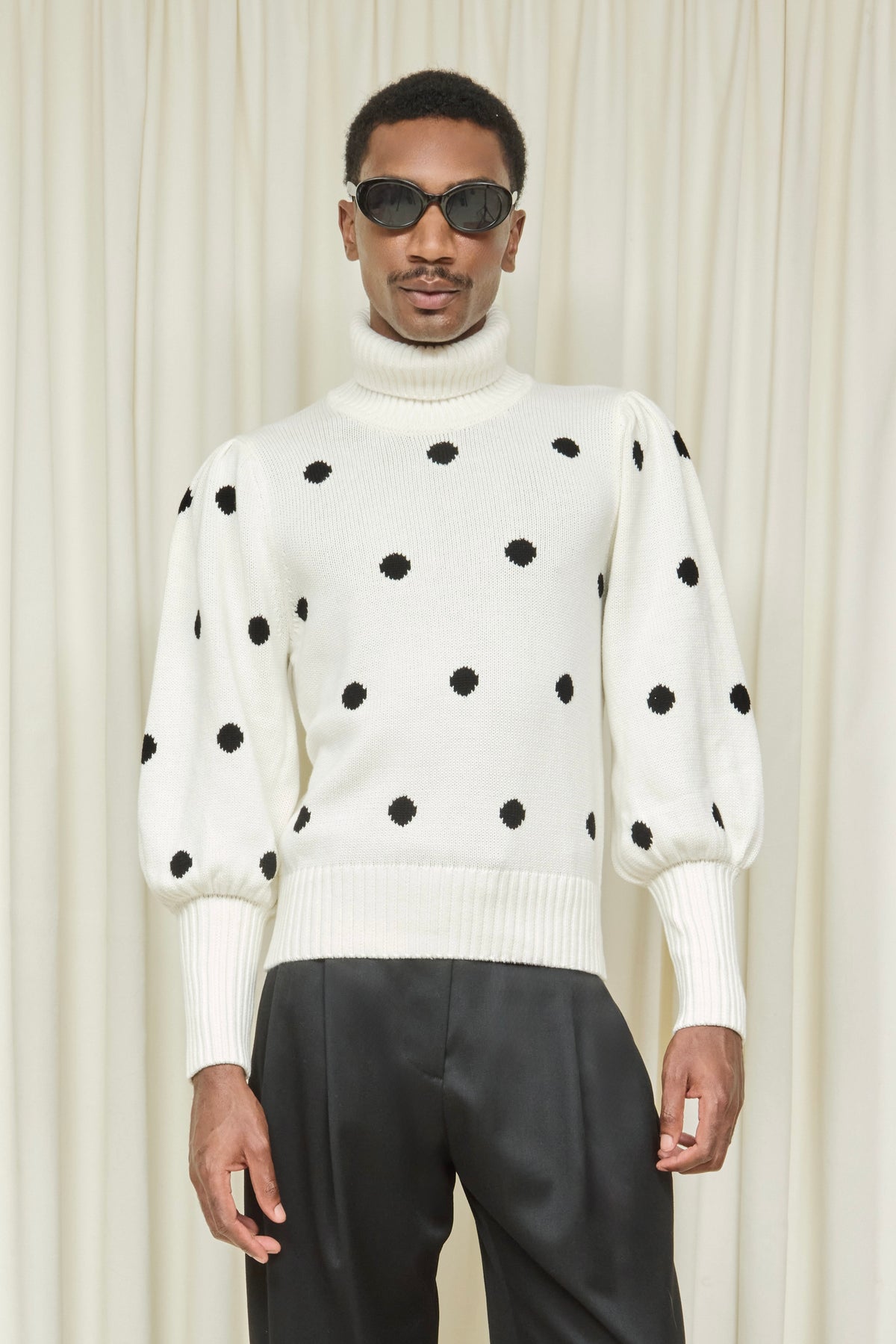 Fannie Puff Sleeve Polkadot Sweater