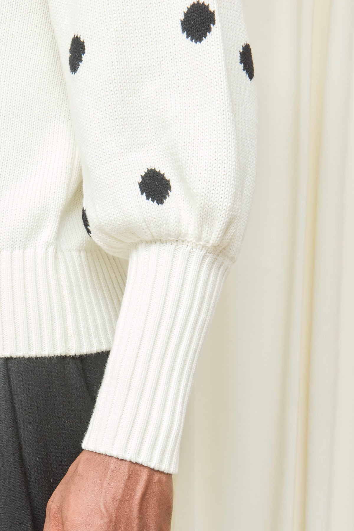 Fannie Puff Sleeve Polkadot Sweater