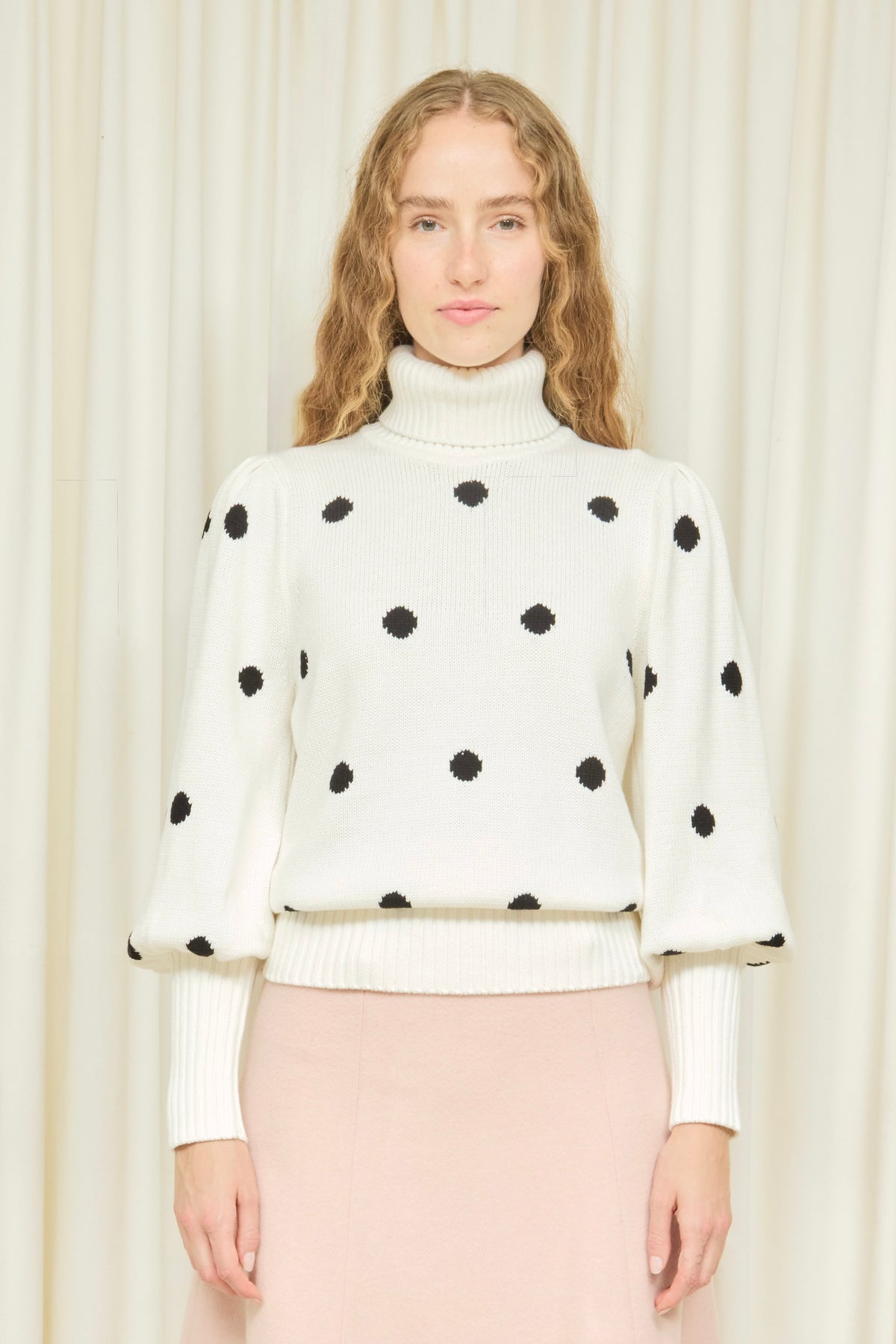 Fannie Puff Sleeve Polkadot Sweater