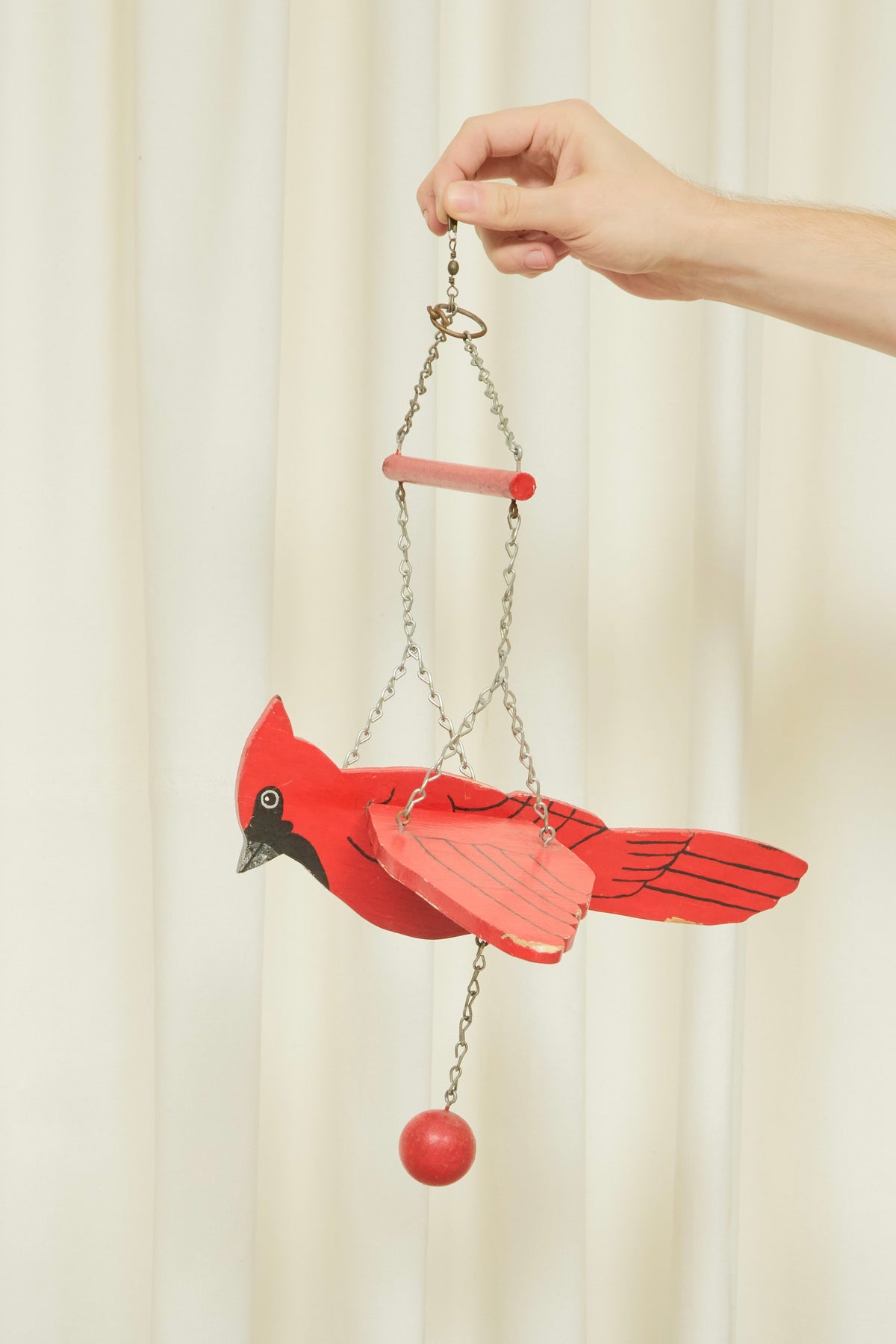 Vintage Folk Art Cardinal Hanging