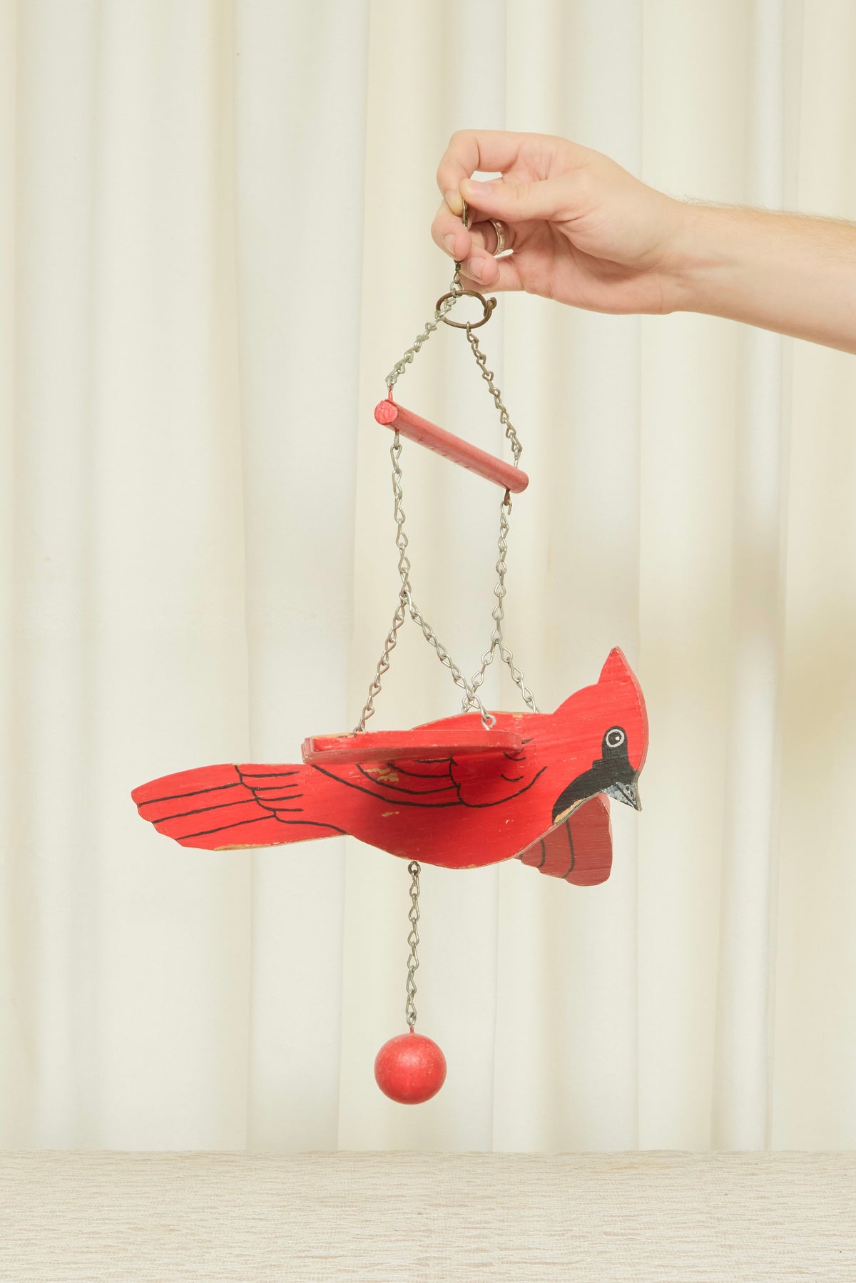 Vintage Folk Art Cardinal Hanging